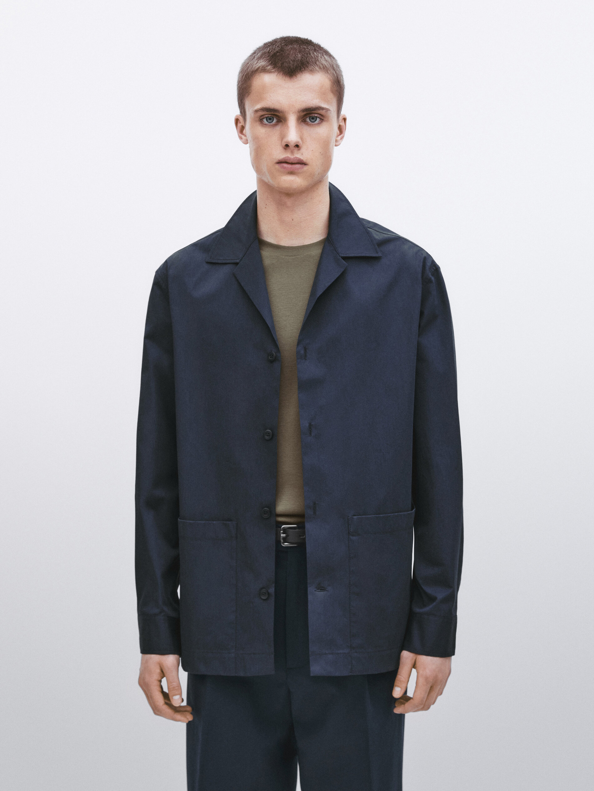 Sobrecamisa algodón bolsillos -Studio - PETRÓLEO DELAVADO
