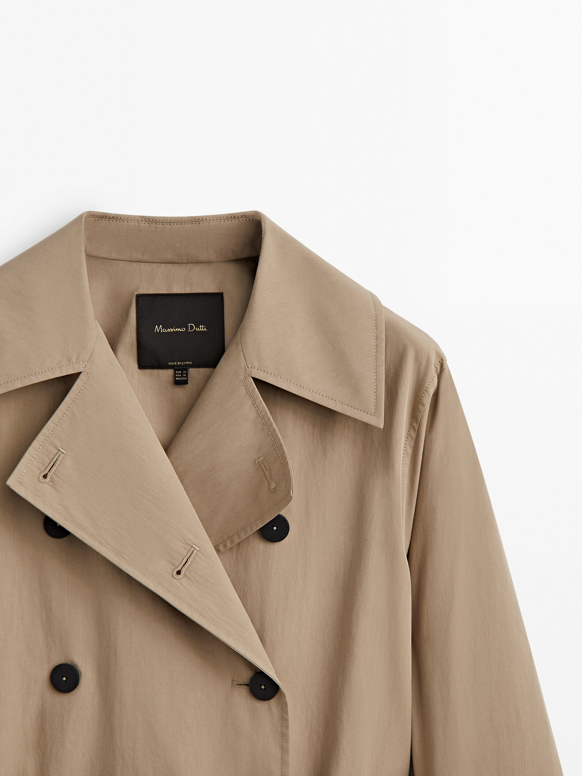 Gabardina técnica cinturón - BEIGE