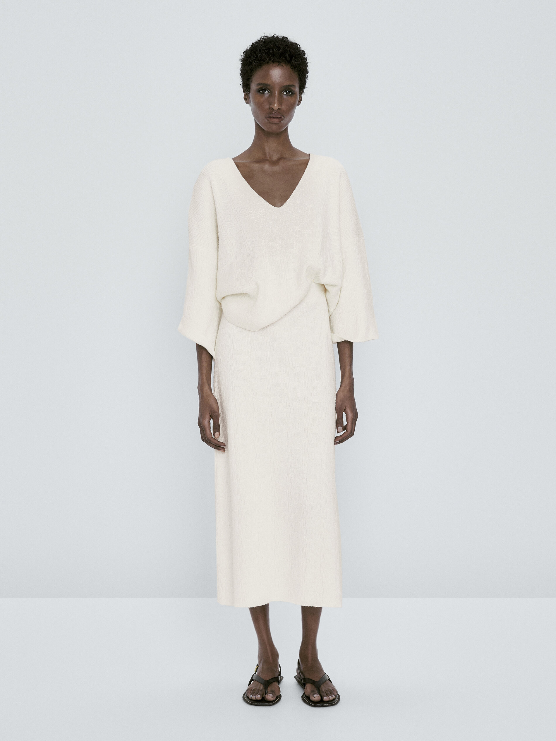 Jersey capa punto estructura cuello pico - CRUDO