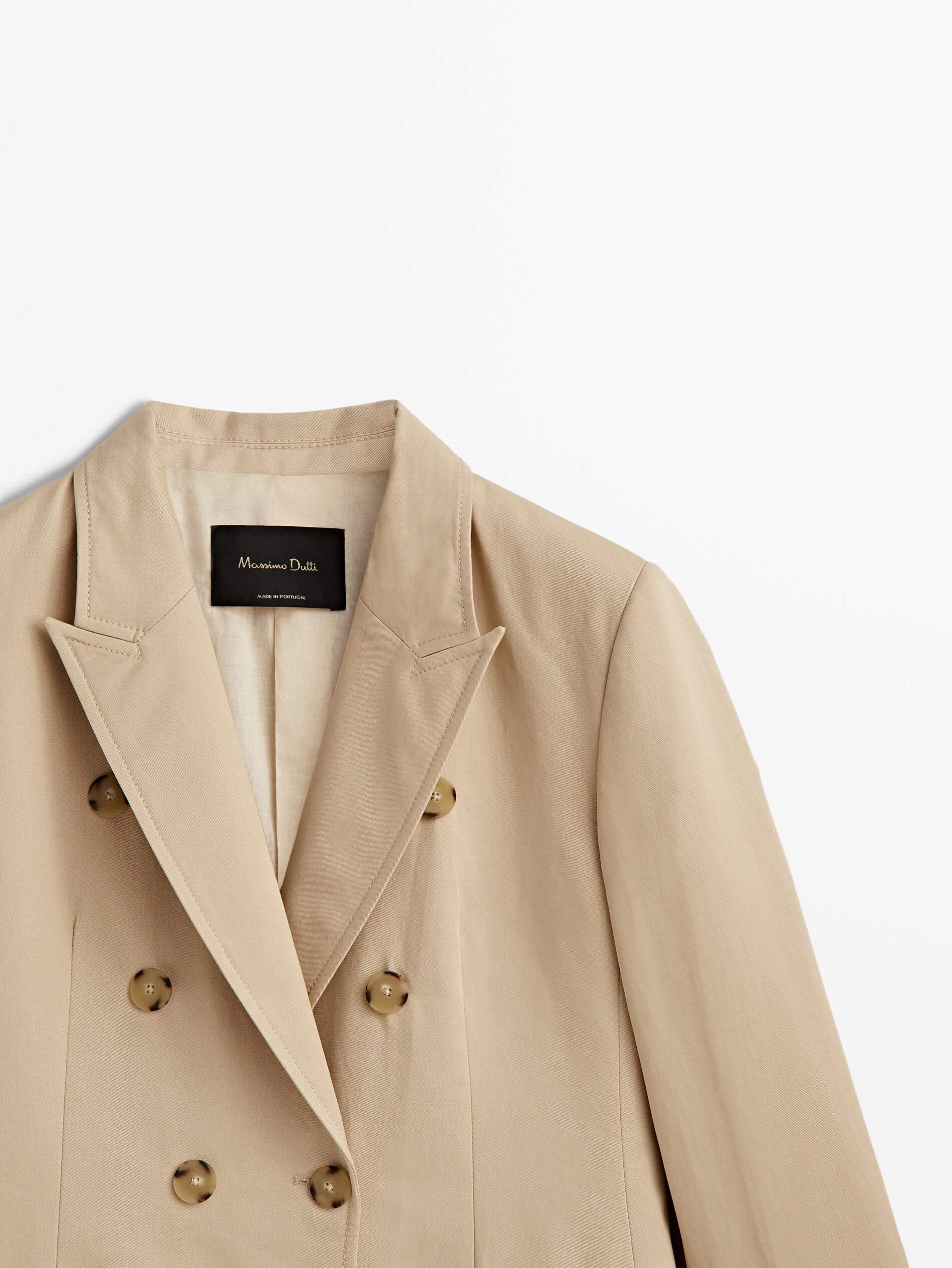 Americana cruzada mezcla algodón lino - Beige Claro