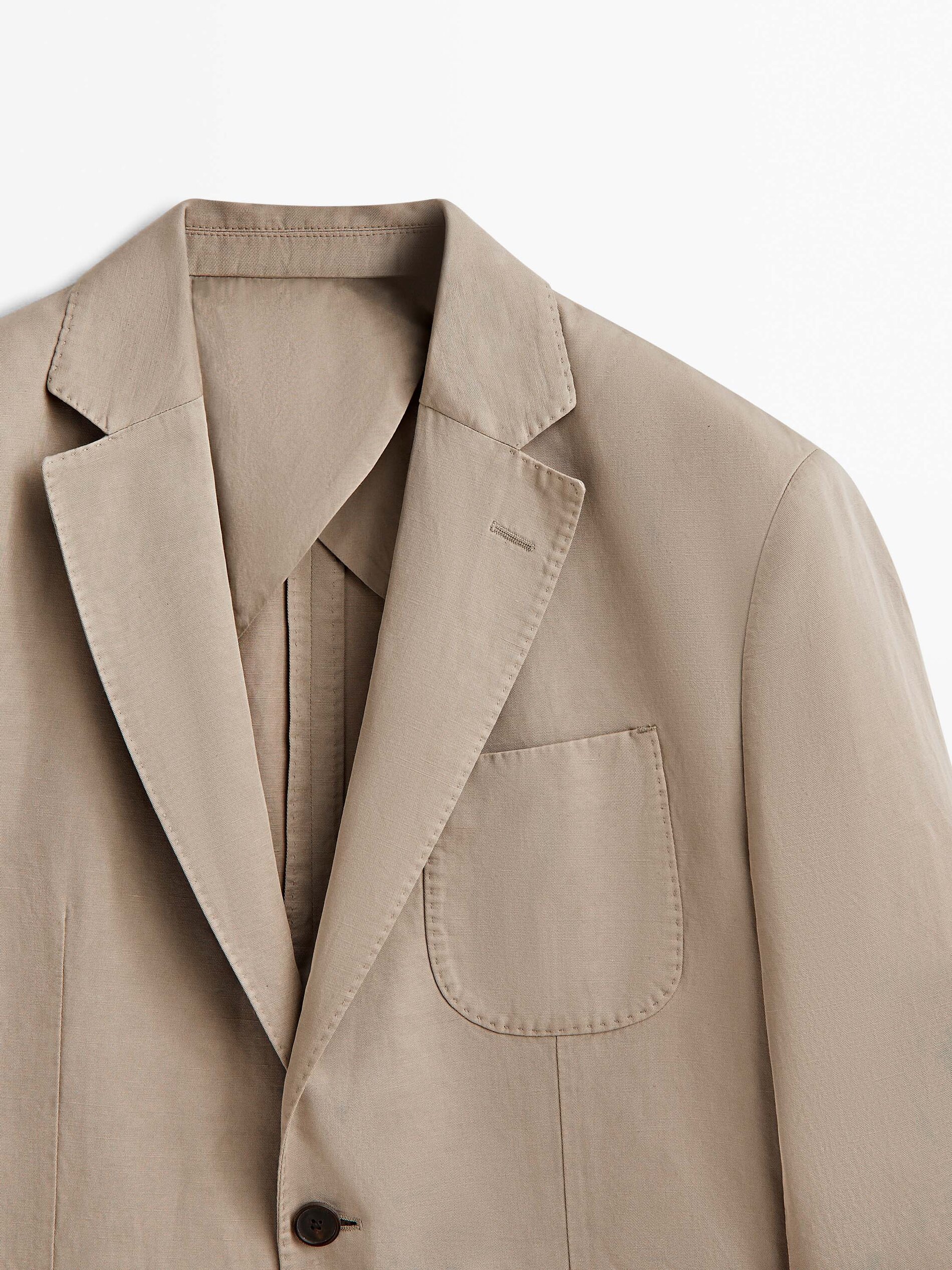 Americana tintada con lino y algodón - BEIGE