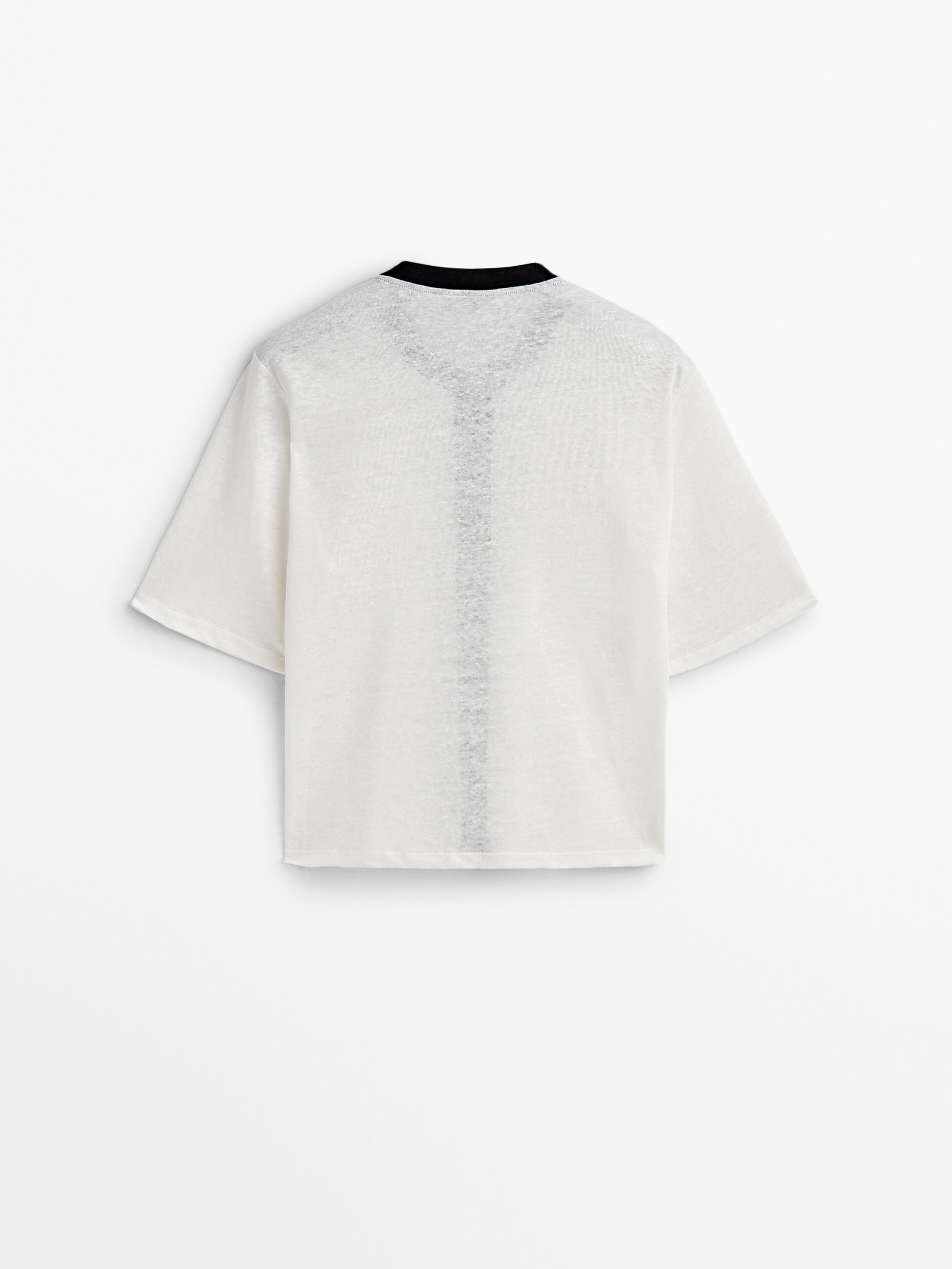 Camiseta lino contraste botones - CRUDO