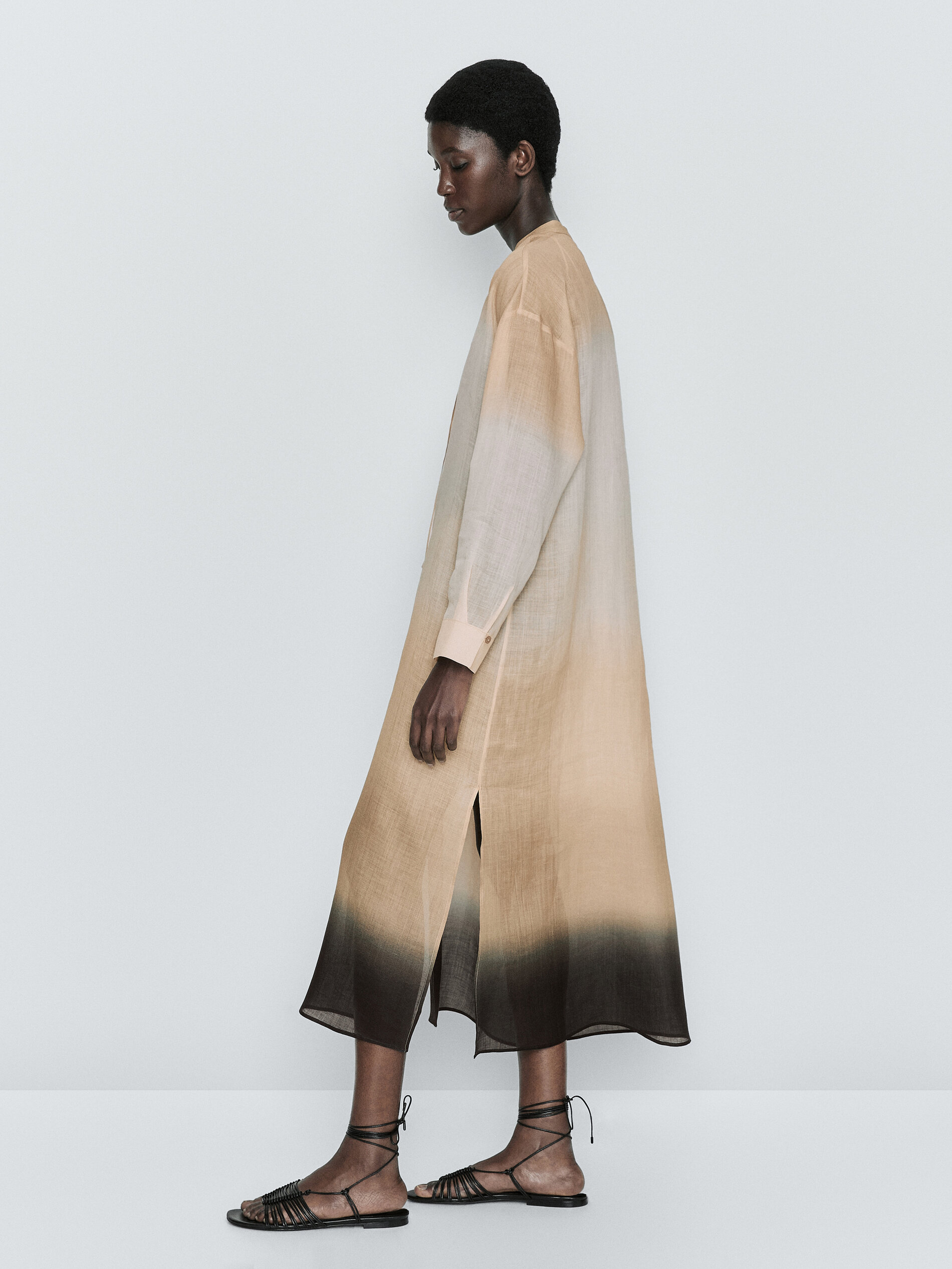 Vestido túnica ramio degradado - CRUDO