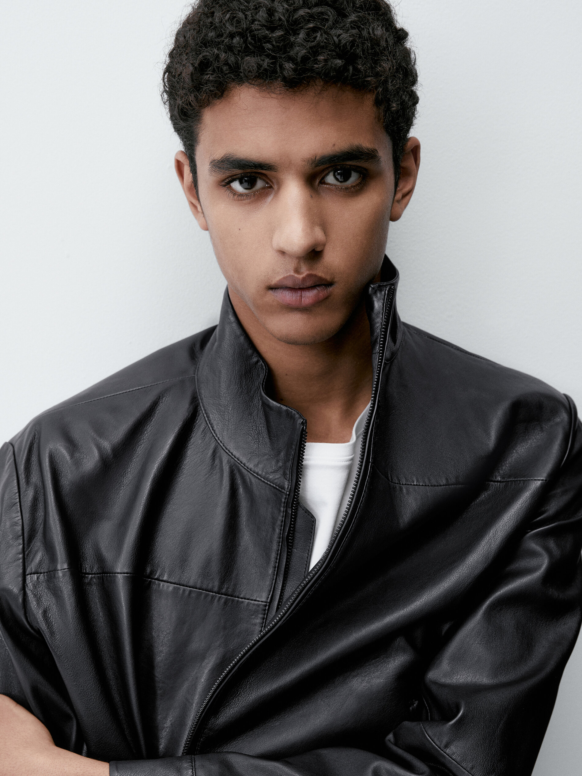 Cazadora piel napa azul - AZUL