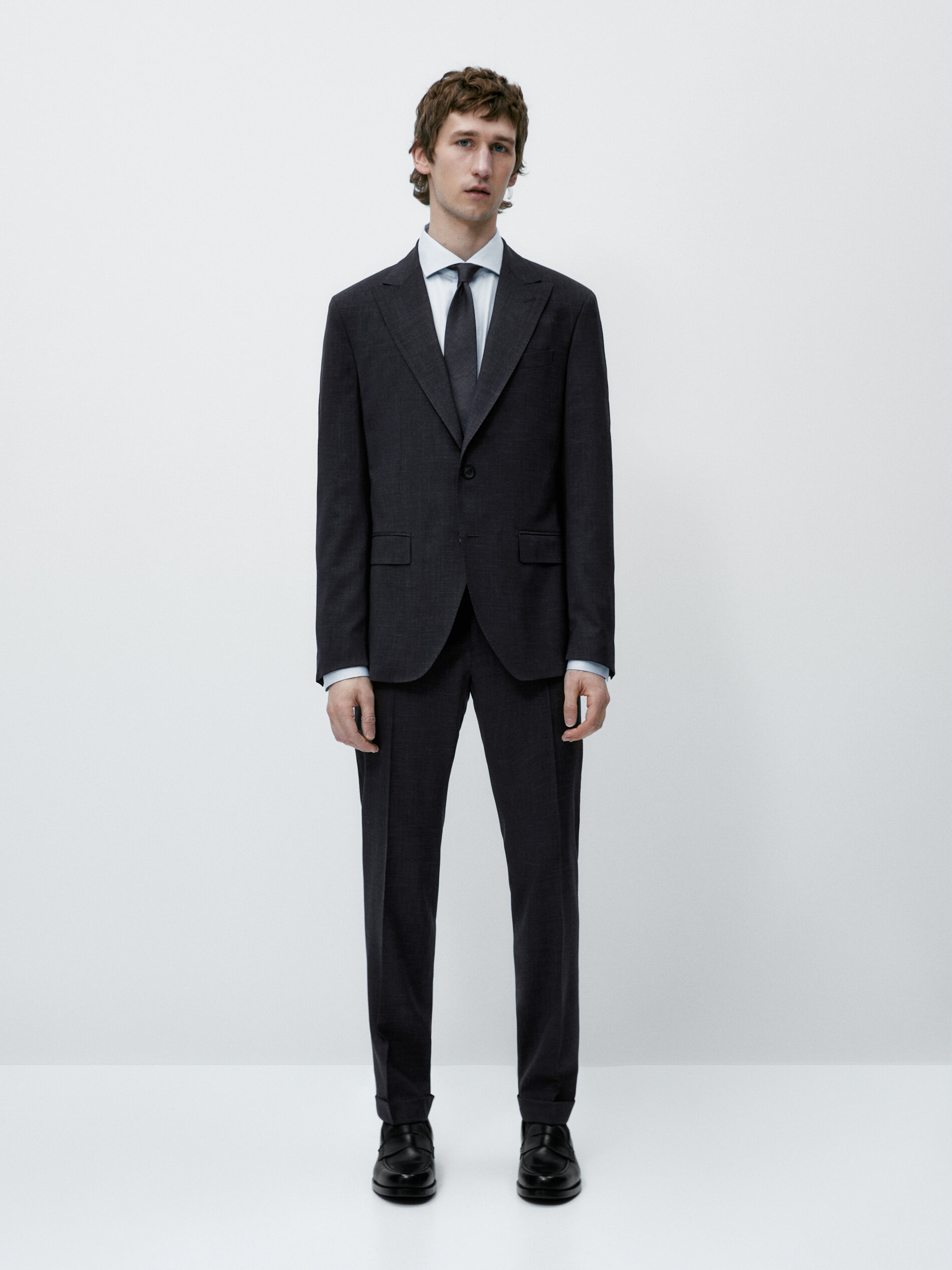 Americana traje estructura half canvas mezcla lana - AZUL MARINO