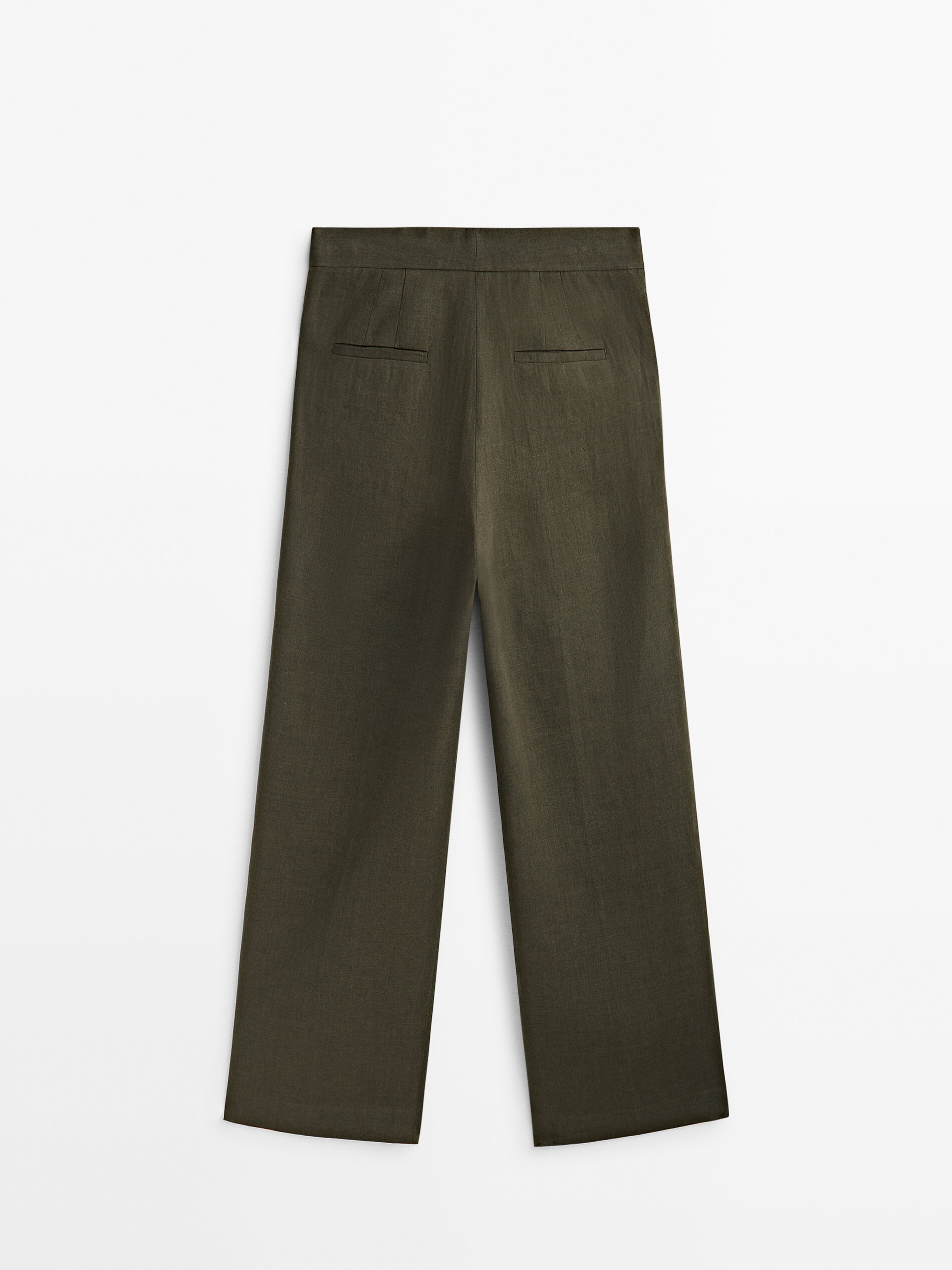 Pantalón traje 100% lino cropped - GRIS