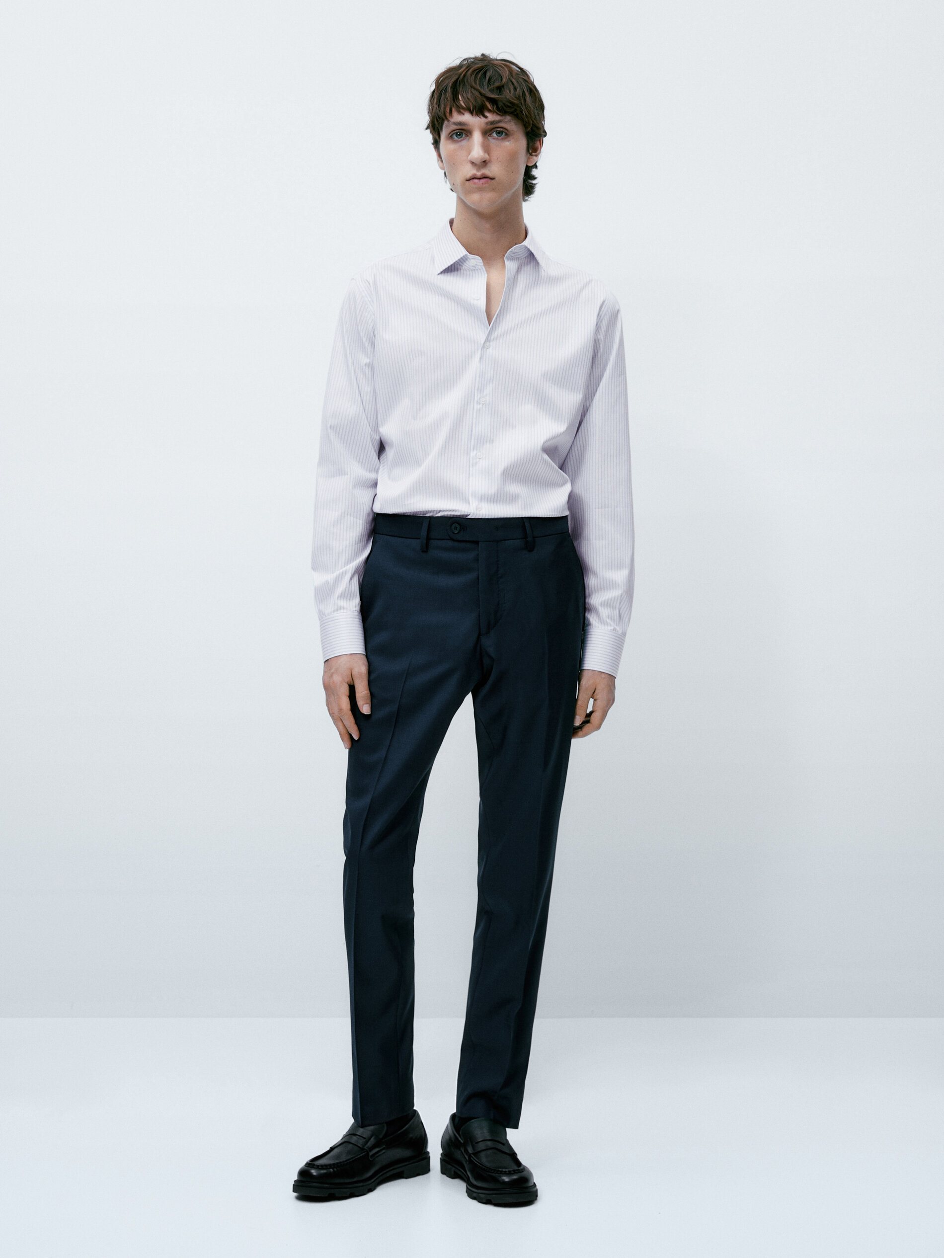 Camisa rayas easy iron slim fit - CELESTE