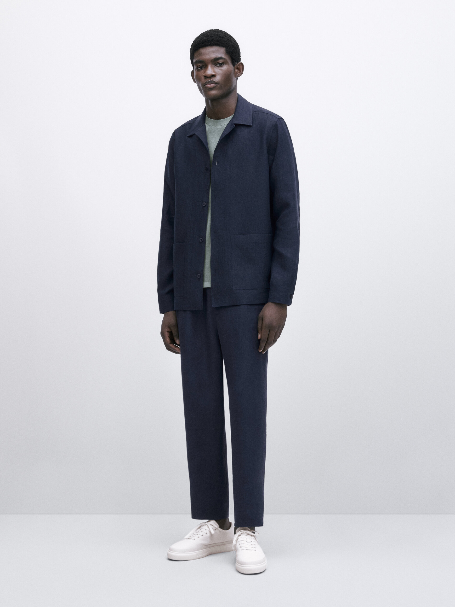 Sobrecamisa 100% lino -Studio - AZUL MARINO