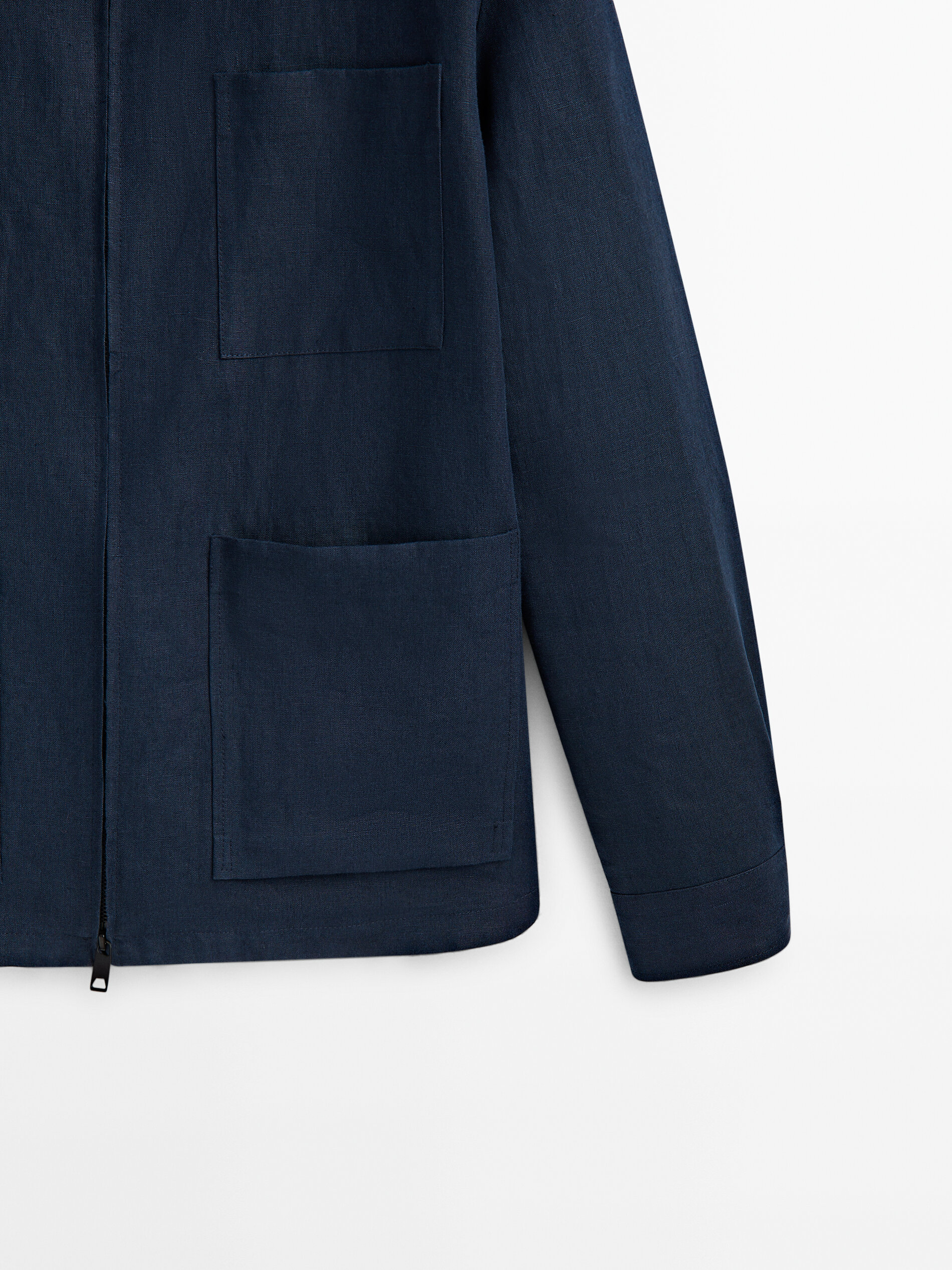 Sobrecamisa 100% lino cremallera -Studio - AZUL MARINO