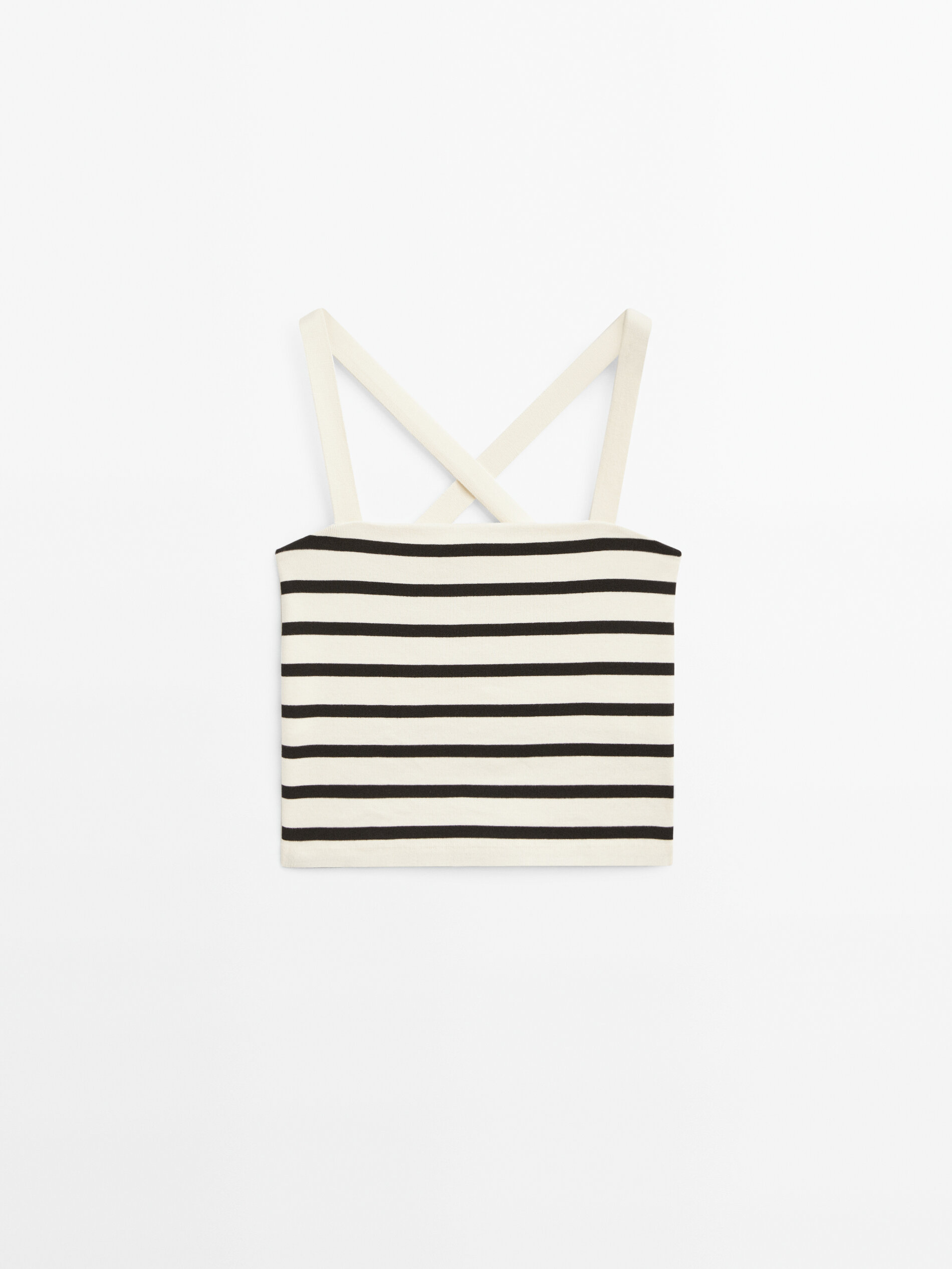 Top crop rayas tirantes cruzados - CRUDO