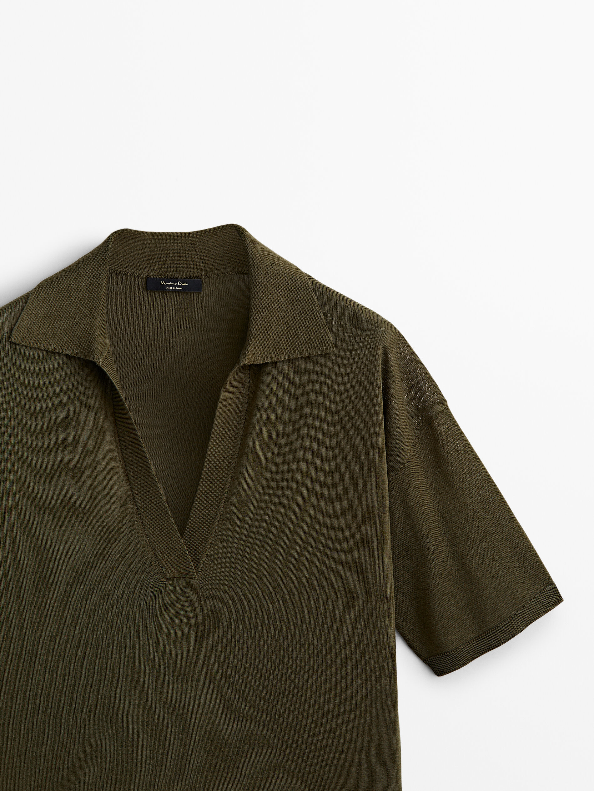 Jersey punto cuello polo - KAKI OSCURO