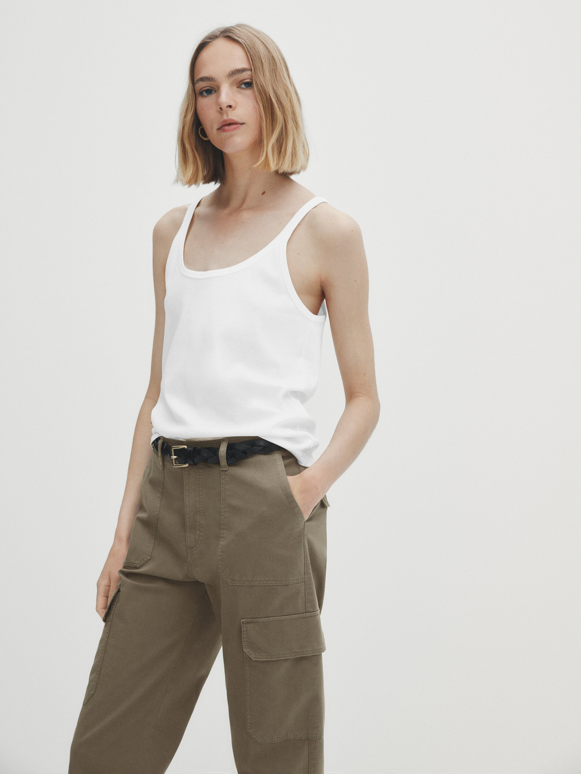 Pantalón cargo mezcla algodón - KAKI