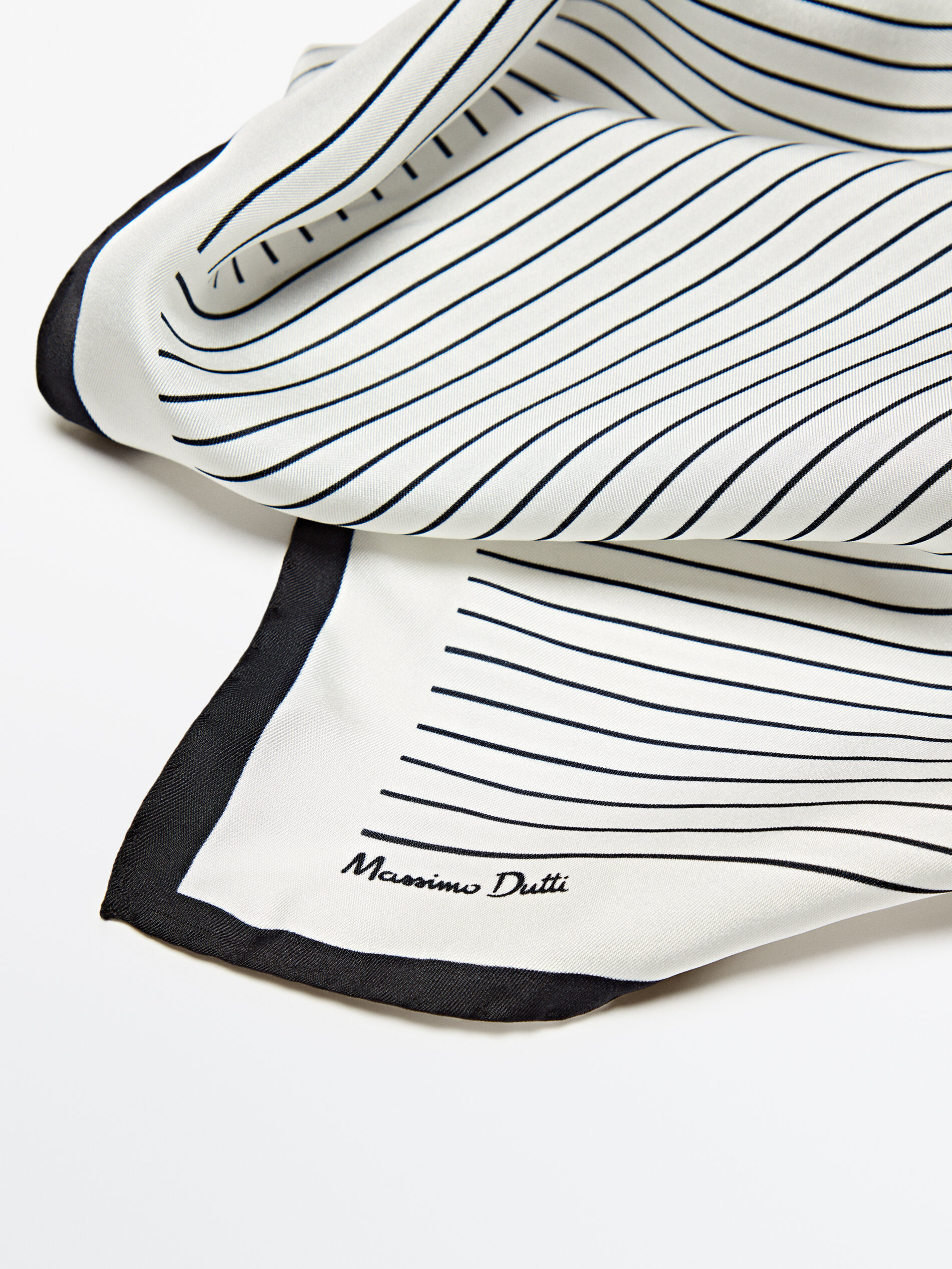 Fular seda estampado rayas - BLANCO