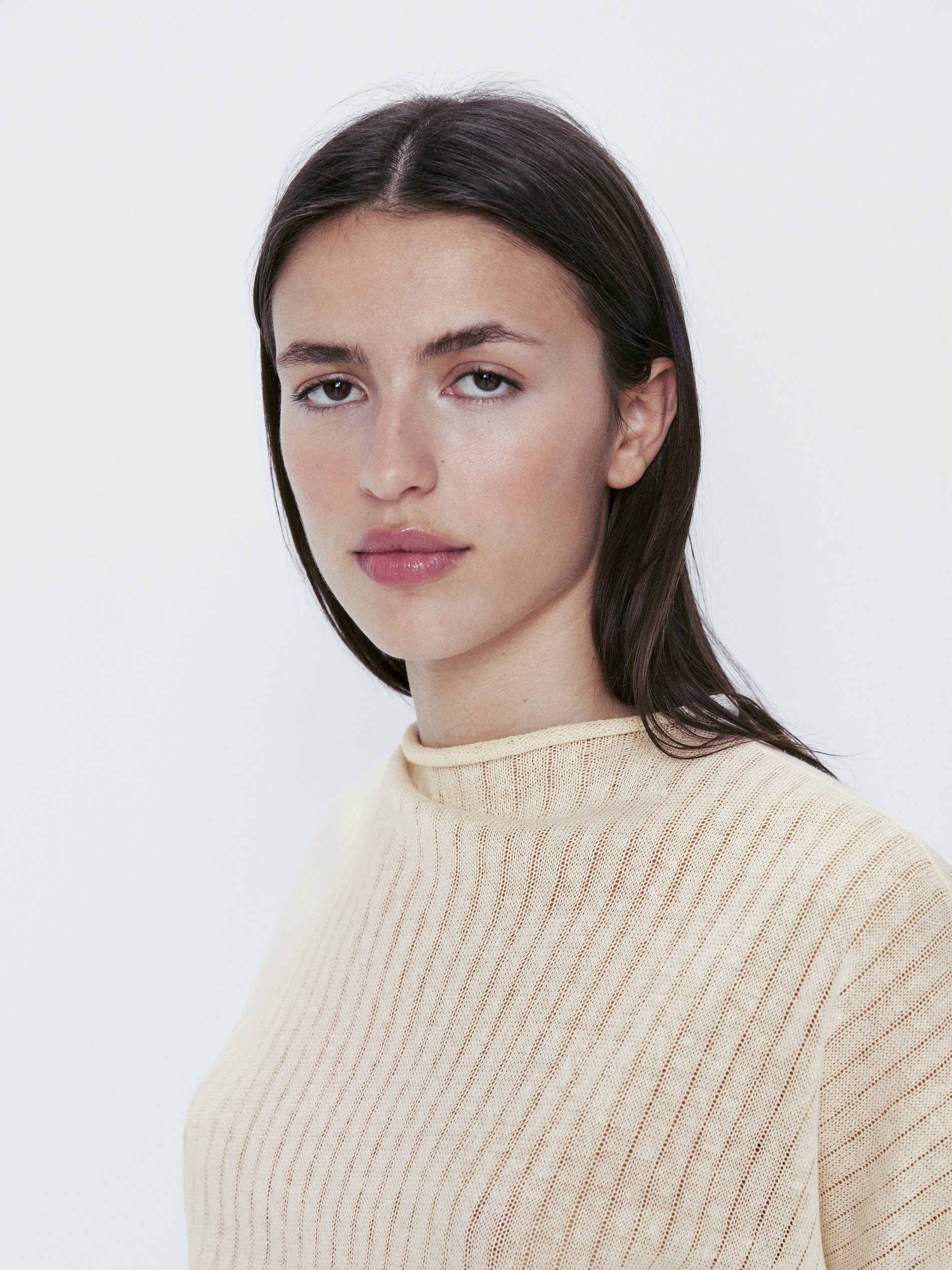 Top estructura con algodón y lino - CRUDO