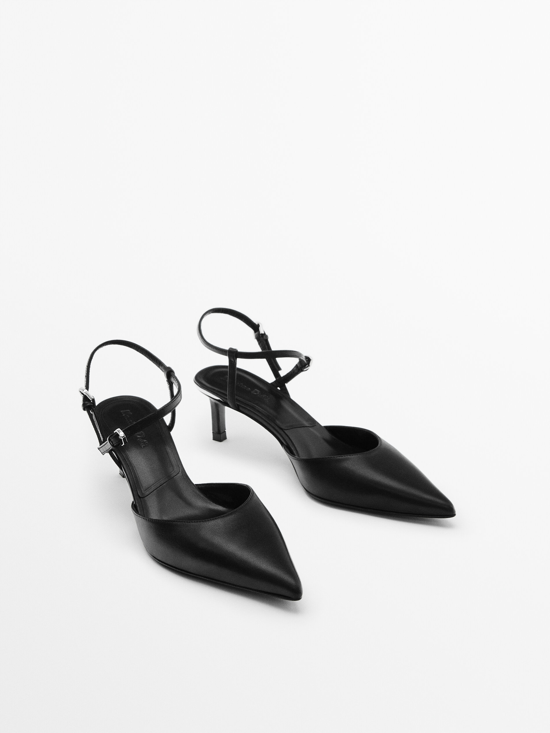 Zapato tacón piel destalonado - NEGRO