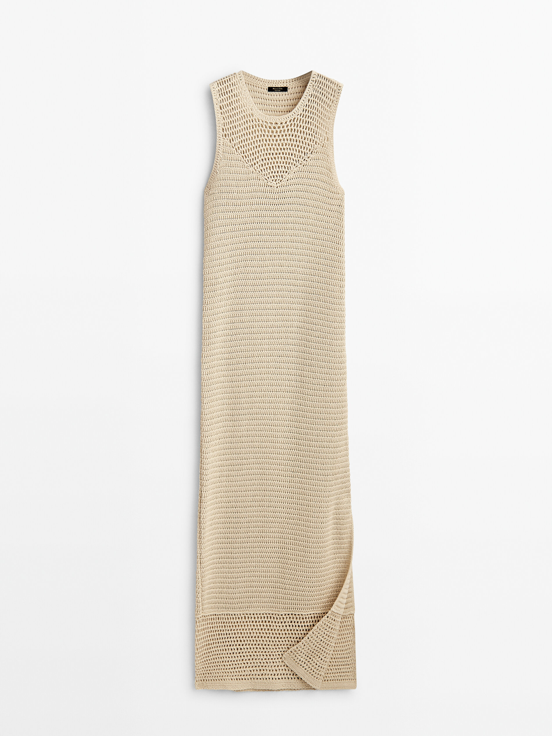 Vestido largo punto crochet - BEIGE