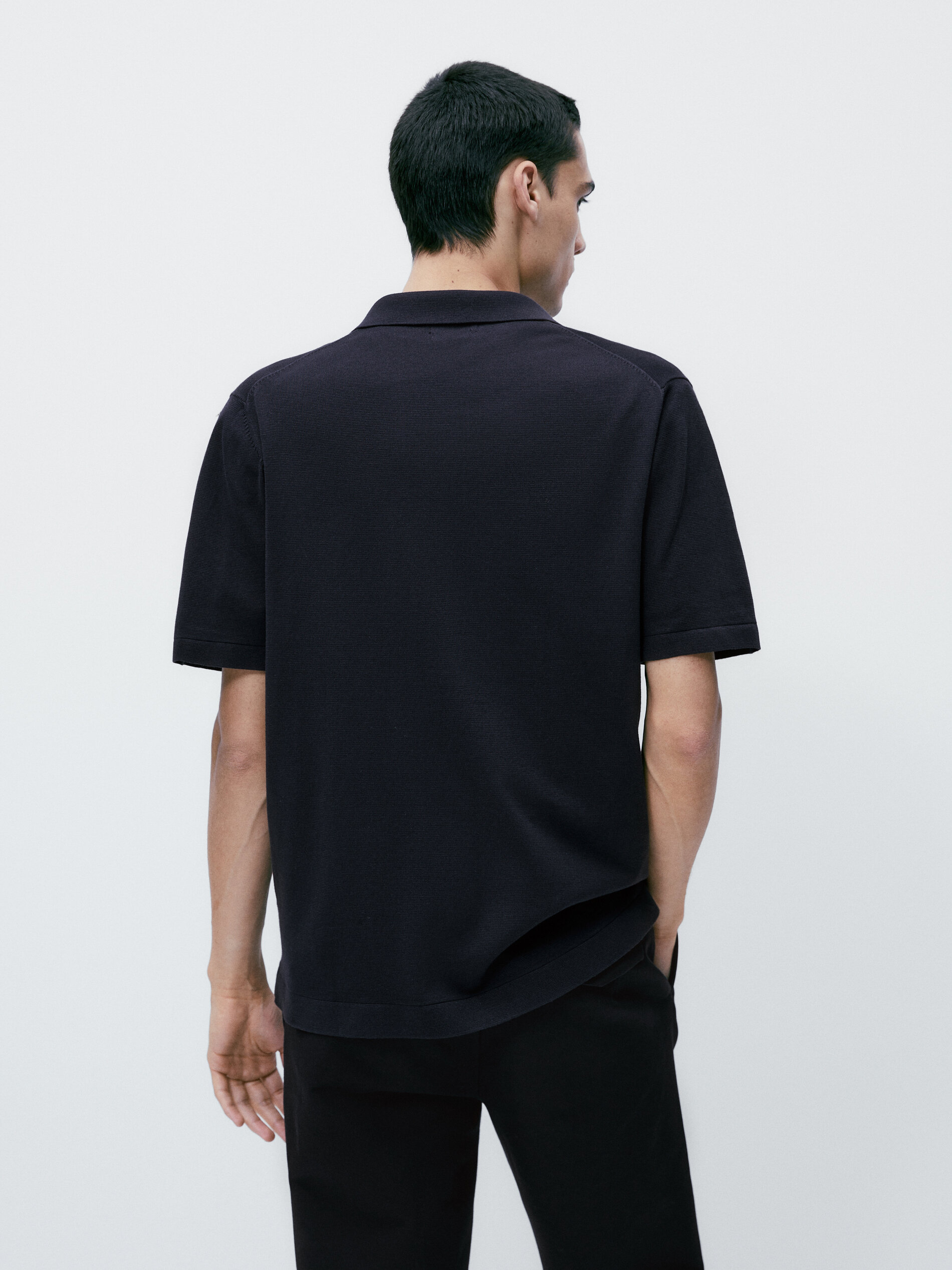 Camisa punto milano manga corta - AZUL MARINO