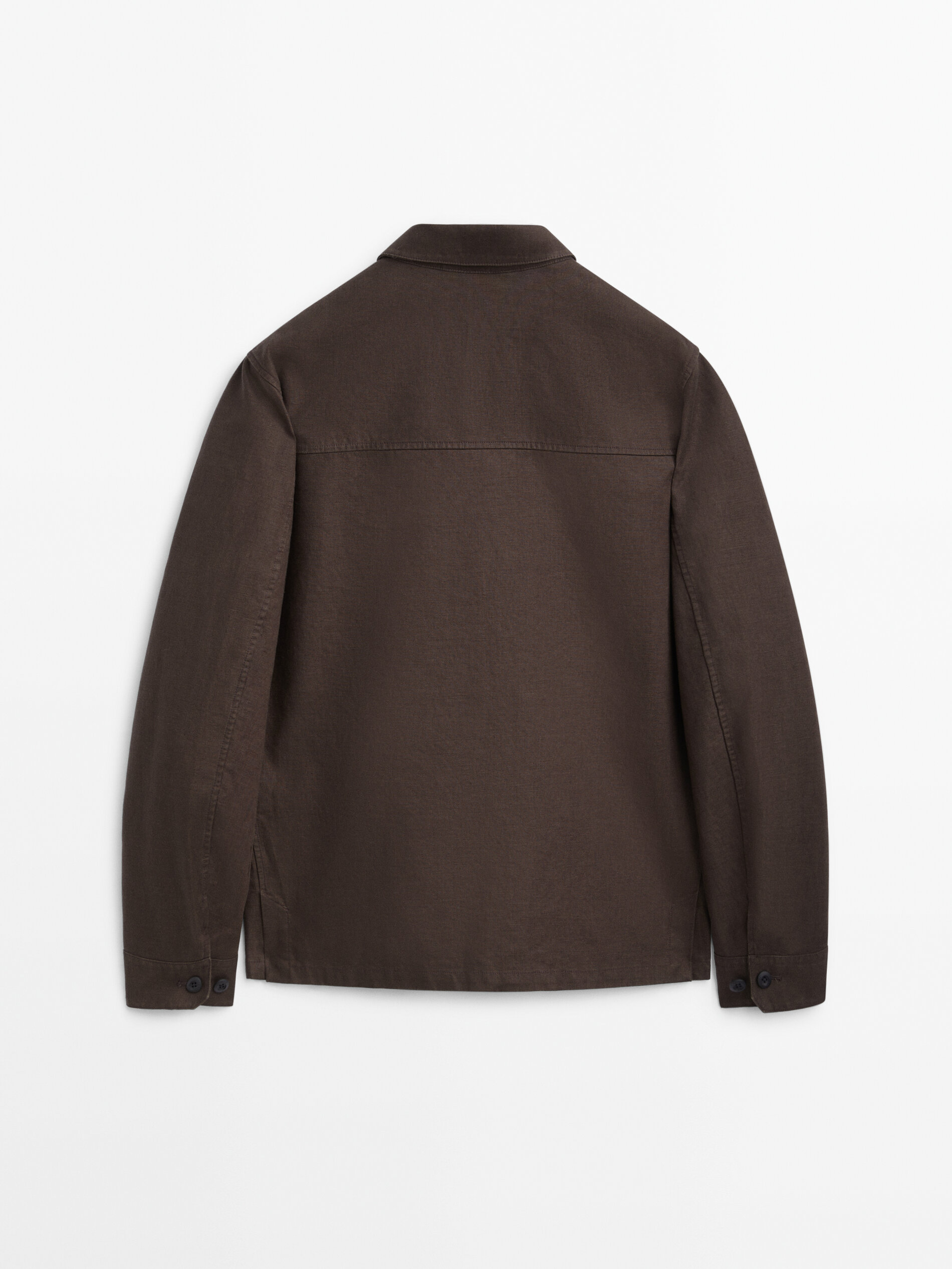 Sobrecamisa mezcla lino 3 layers - MARRÓN