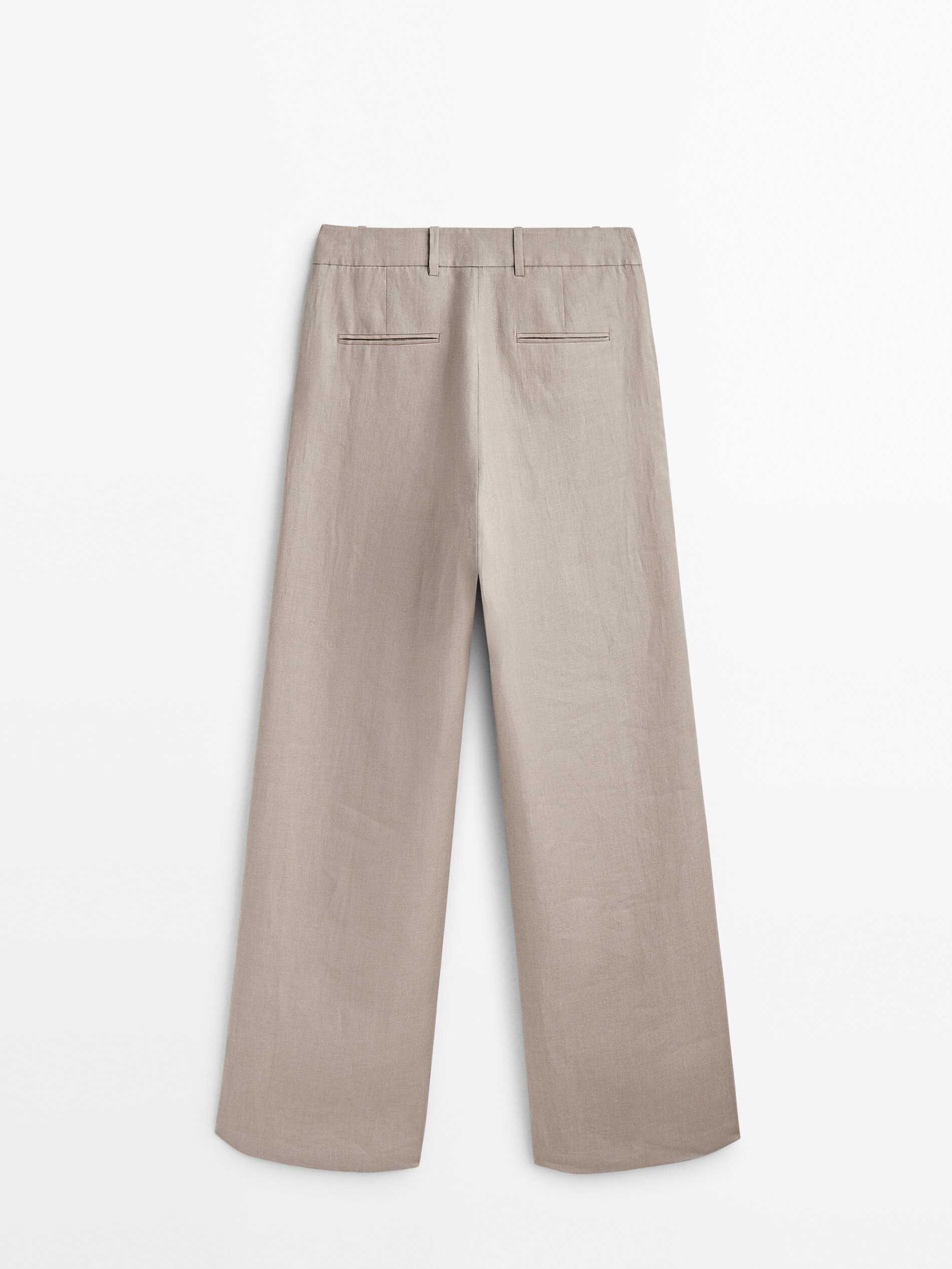 Pantalón traje 100% lino corte recto - VISÓN