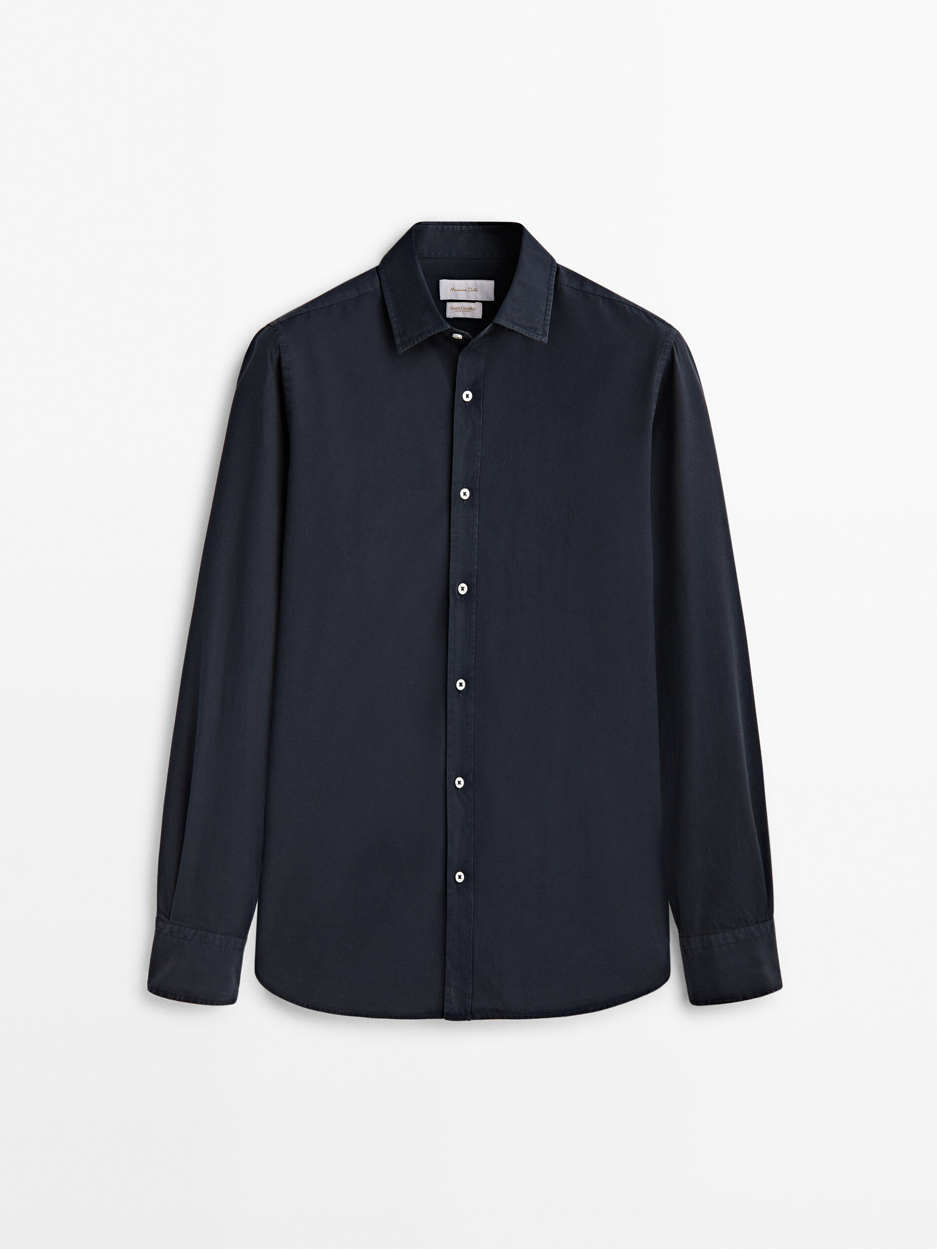 Camisa popelín algodón slim fit - AZUL MARINO