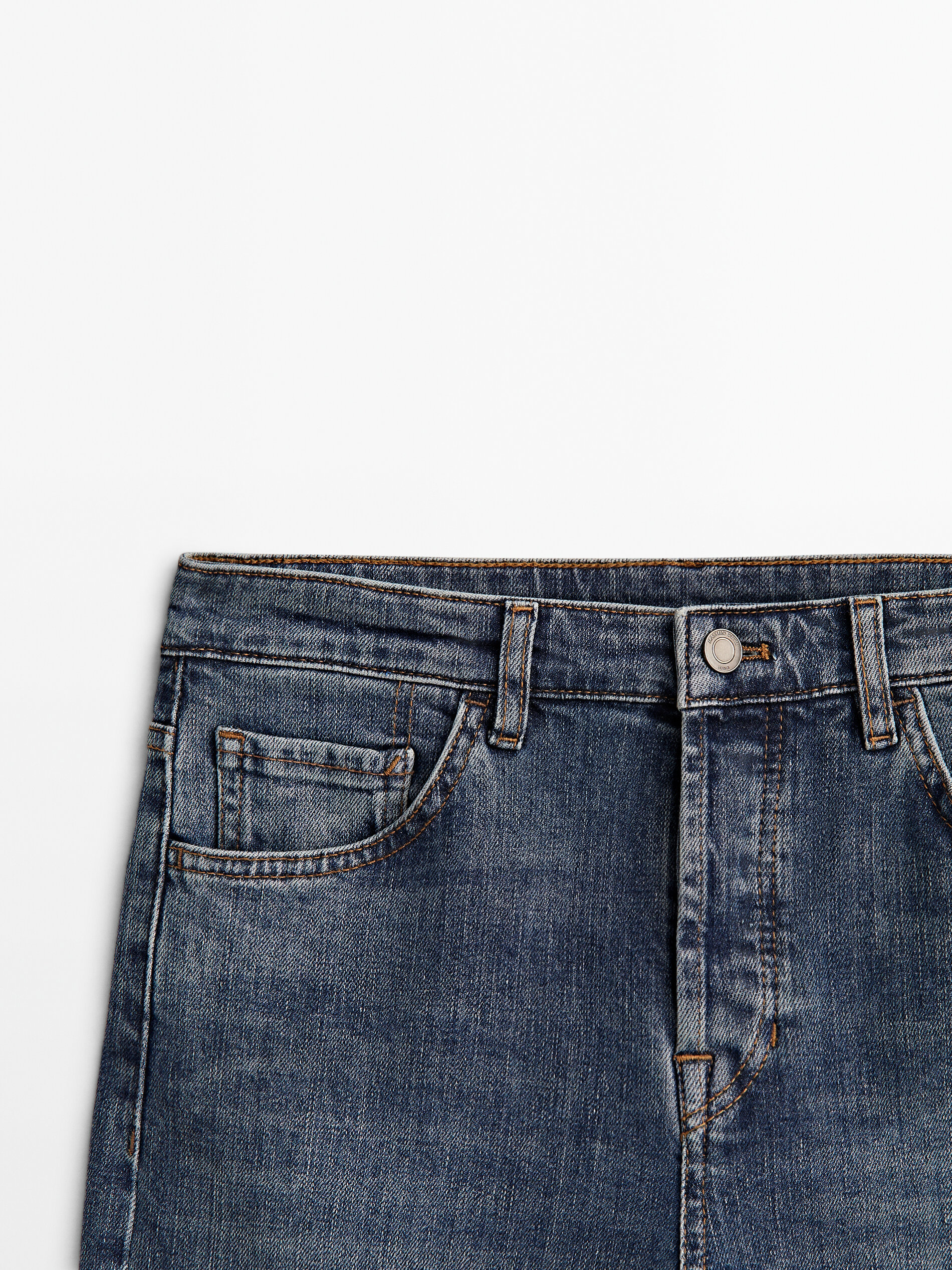 Pantalón vaquero tiro medio corte recto - AZUL MEDIO