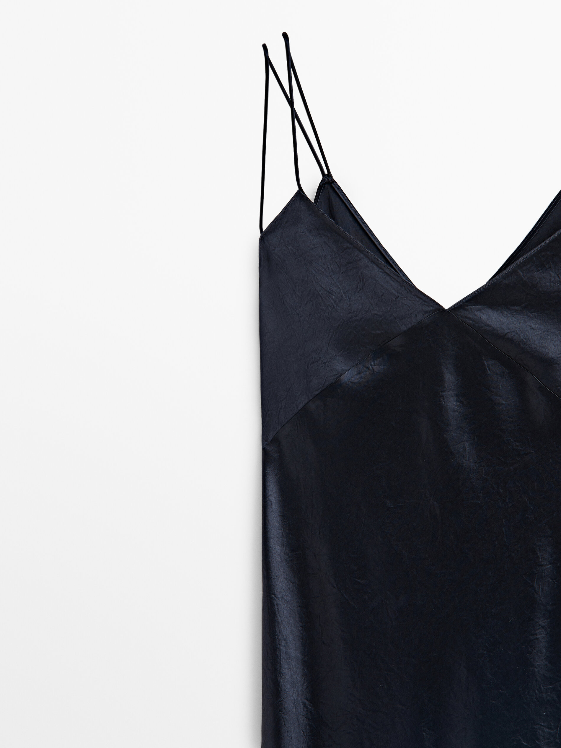 Vestido lencero satinado - Azul Oscuro