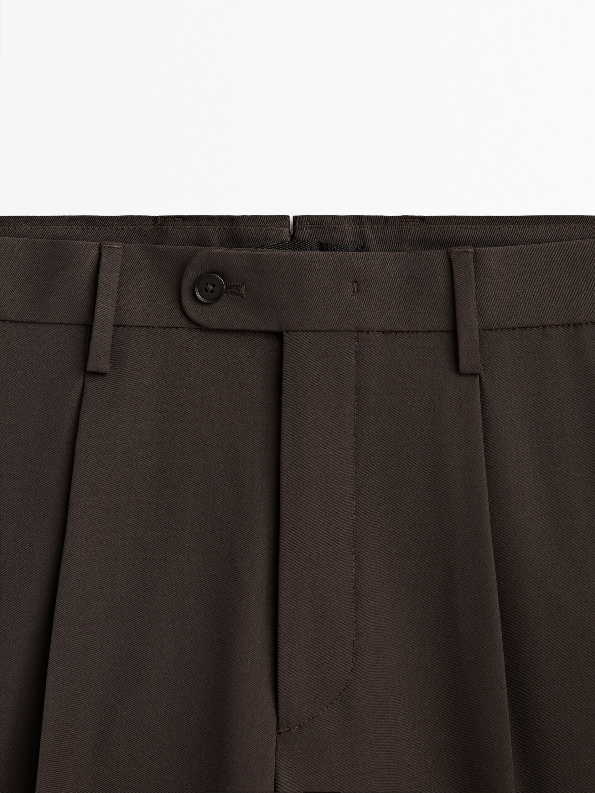 Pantalón lana técnica marrón -Studio - Chocolate