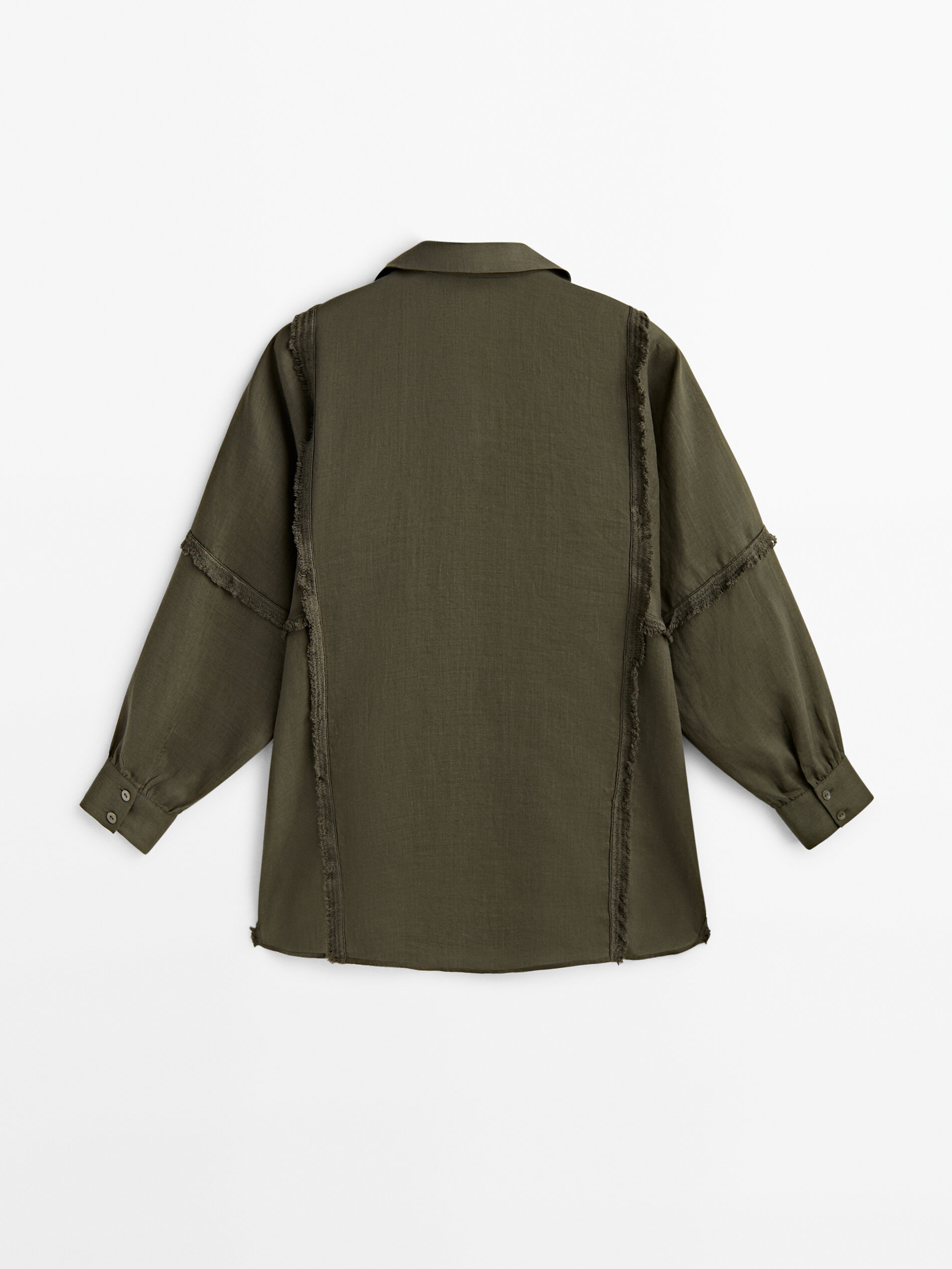 Blusón detalle desflecado cordones - VERDE OSCURO