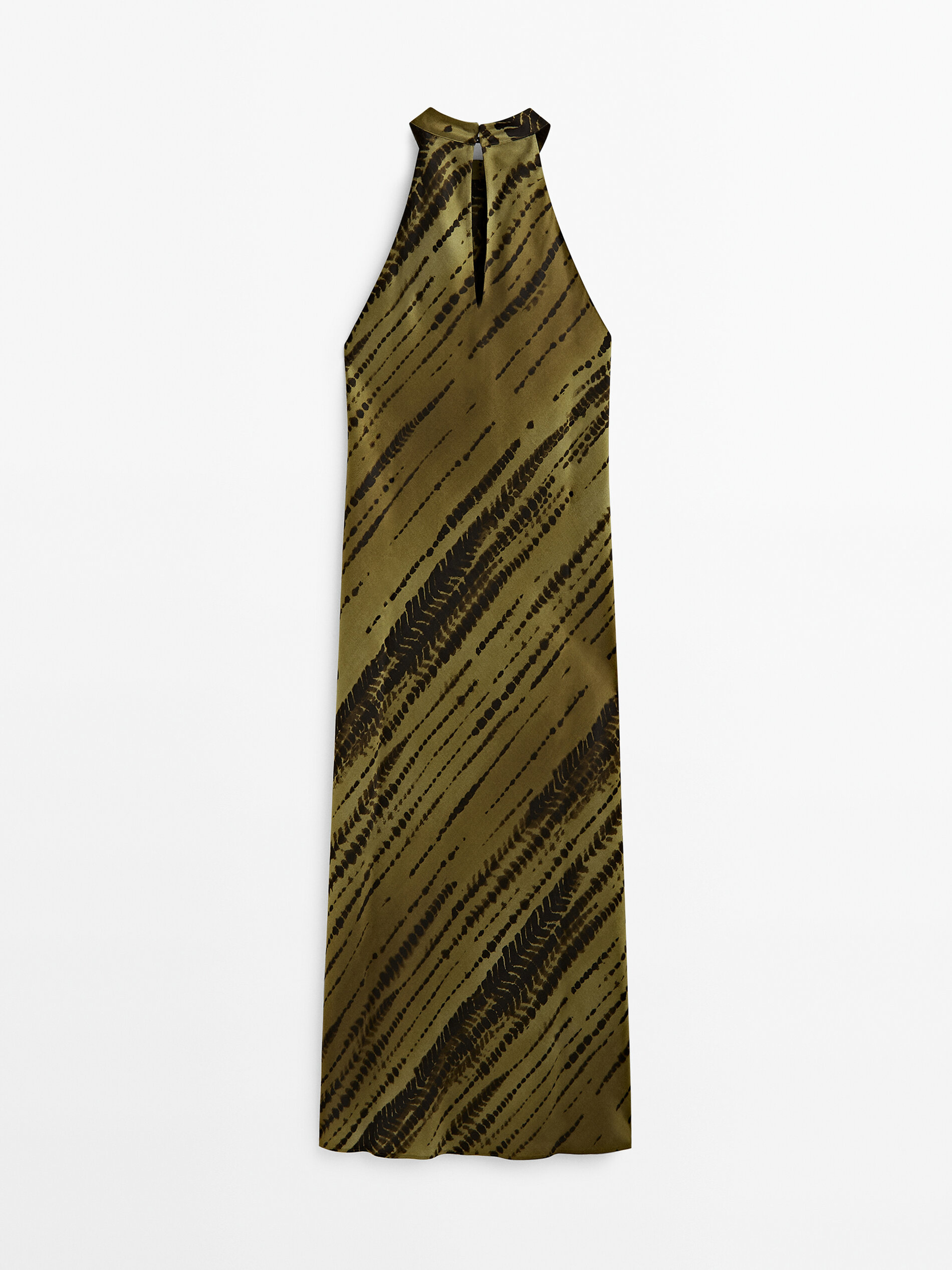 Vestido largo halter estampado - MARRÓN