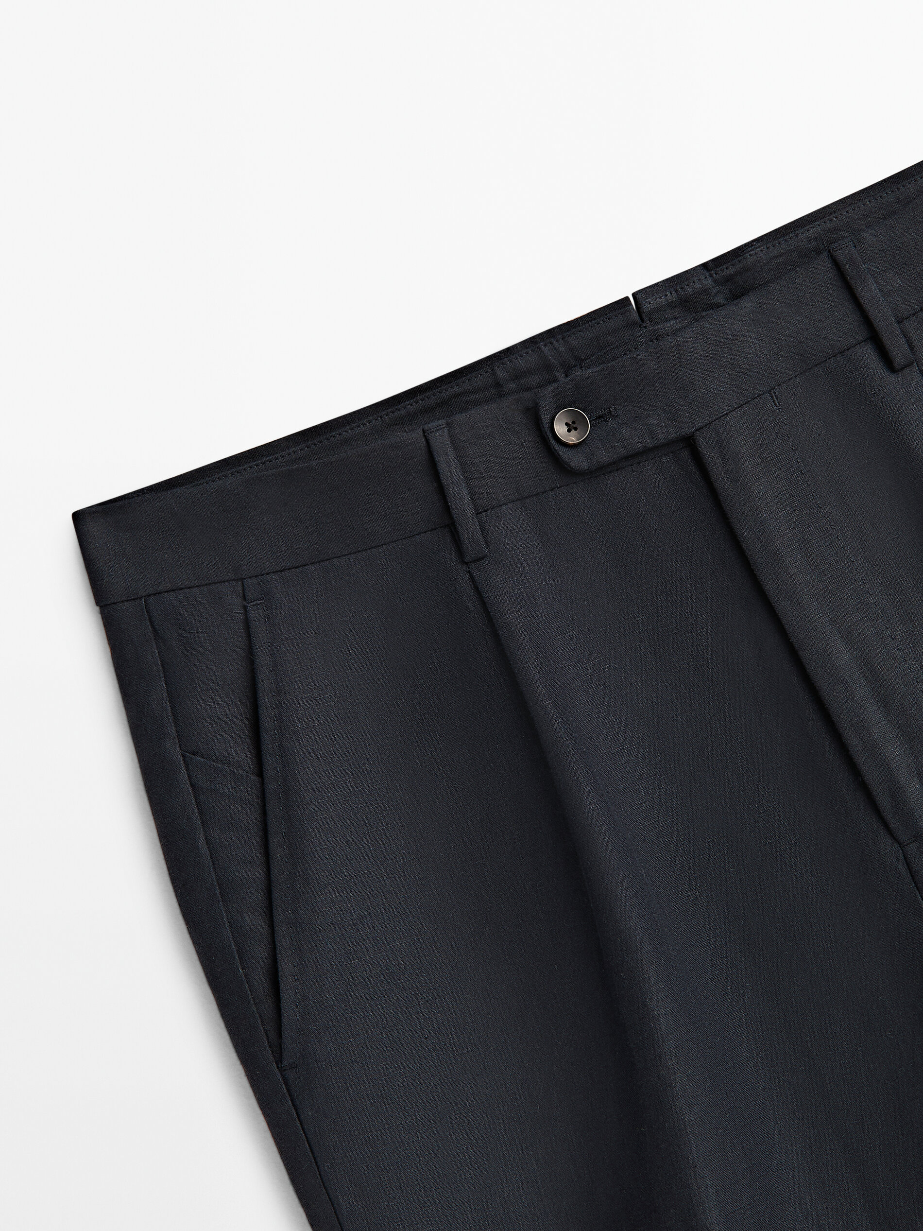 Pantalón lino pinzas relaxed fit Limited edition - AZUL MARINO