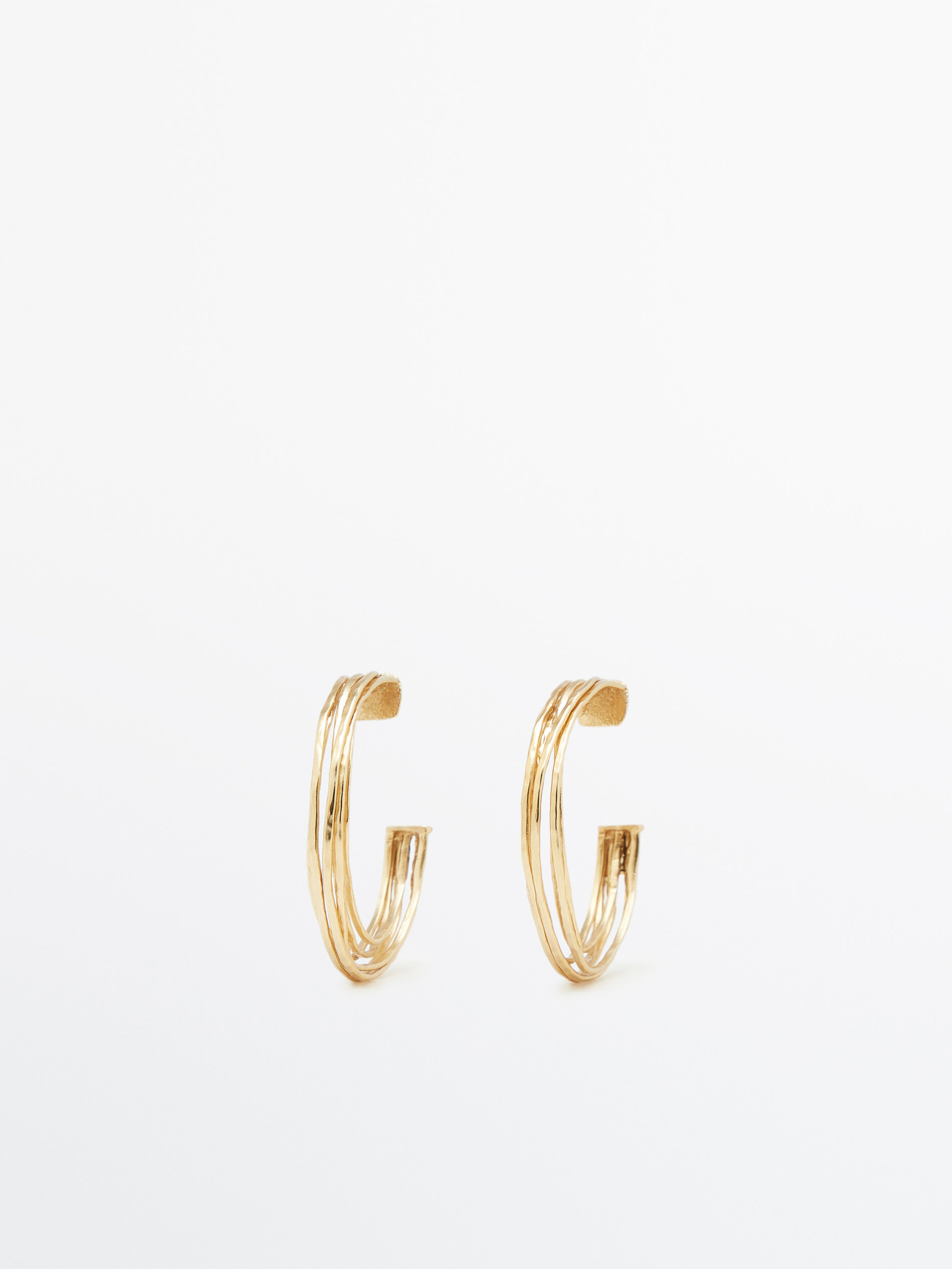 Pendientes multiaros textura baño oro - DORADO