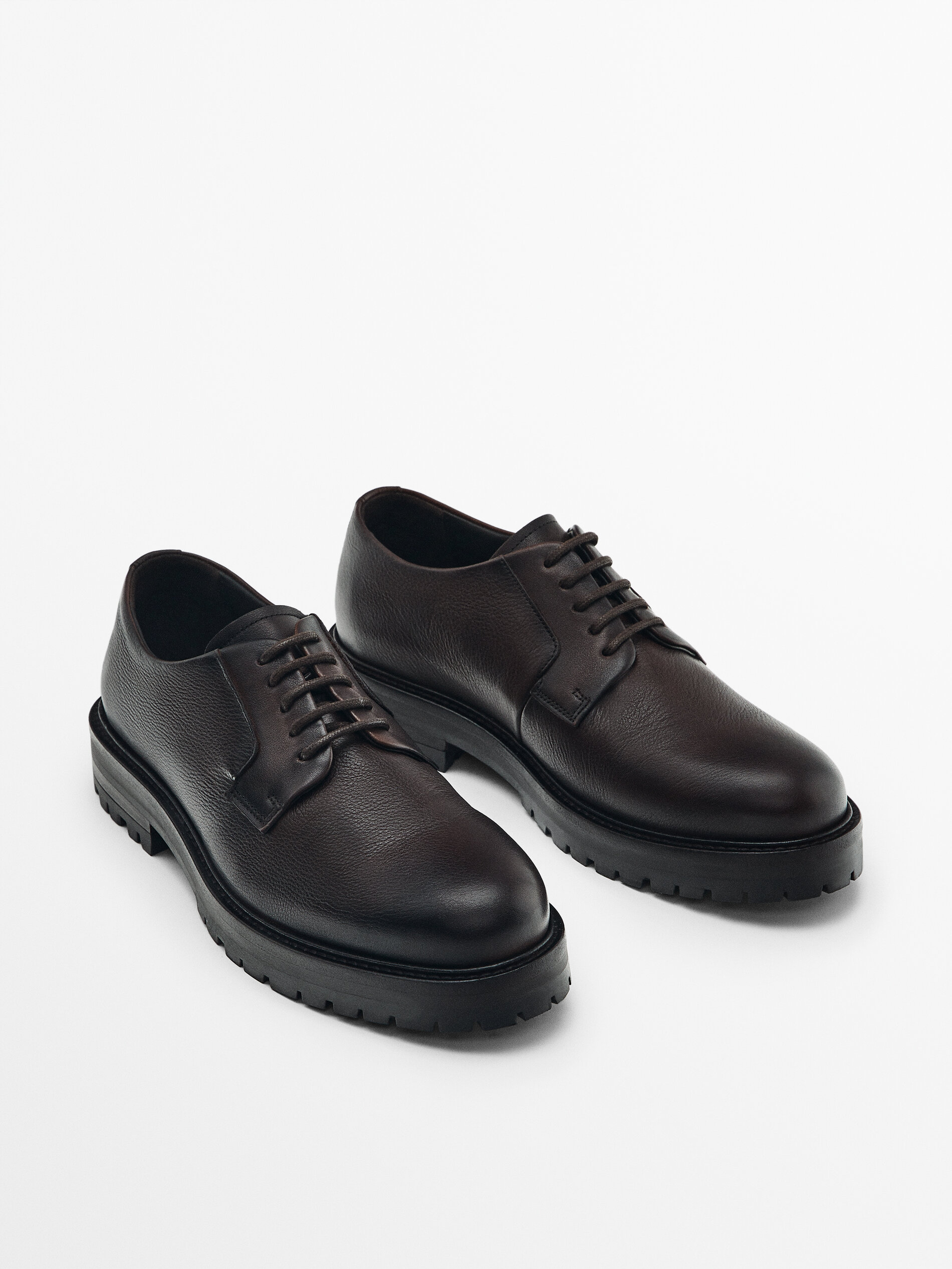 Zapato blucher piel marrón - MARRÓN