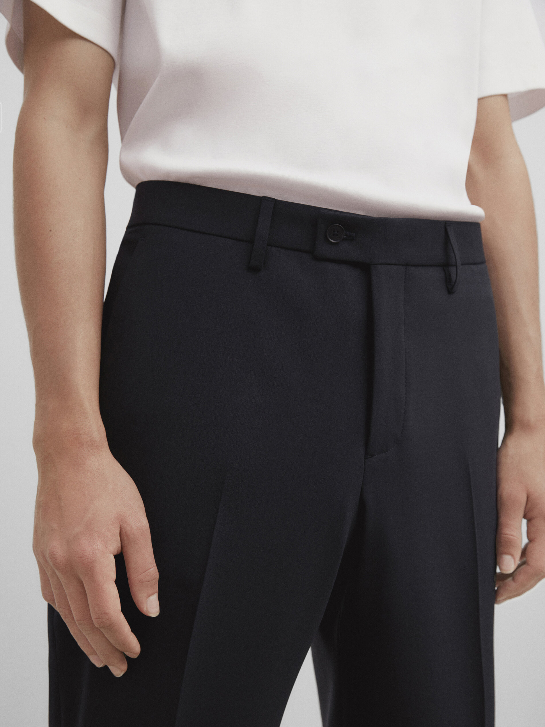 Pantalón traje azul mezcla lana -Studio - AZUL OSCURO