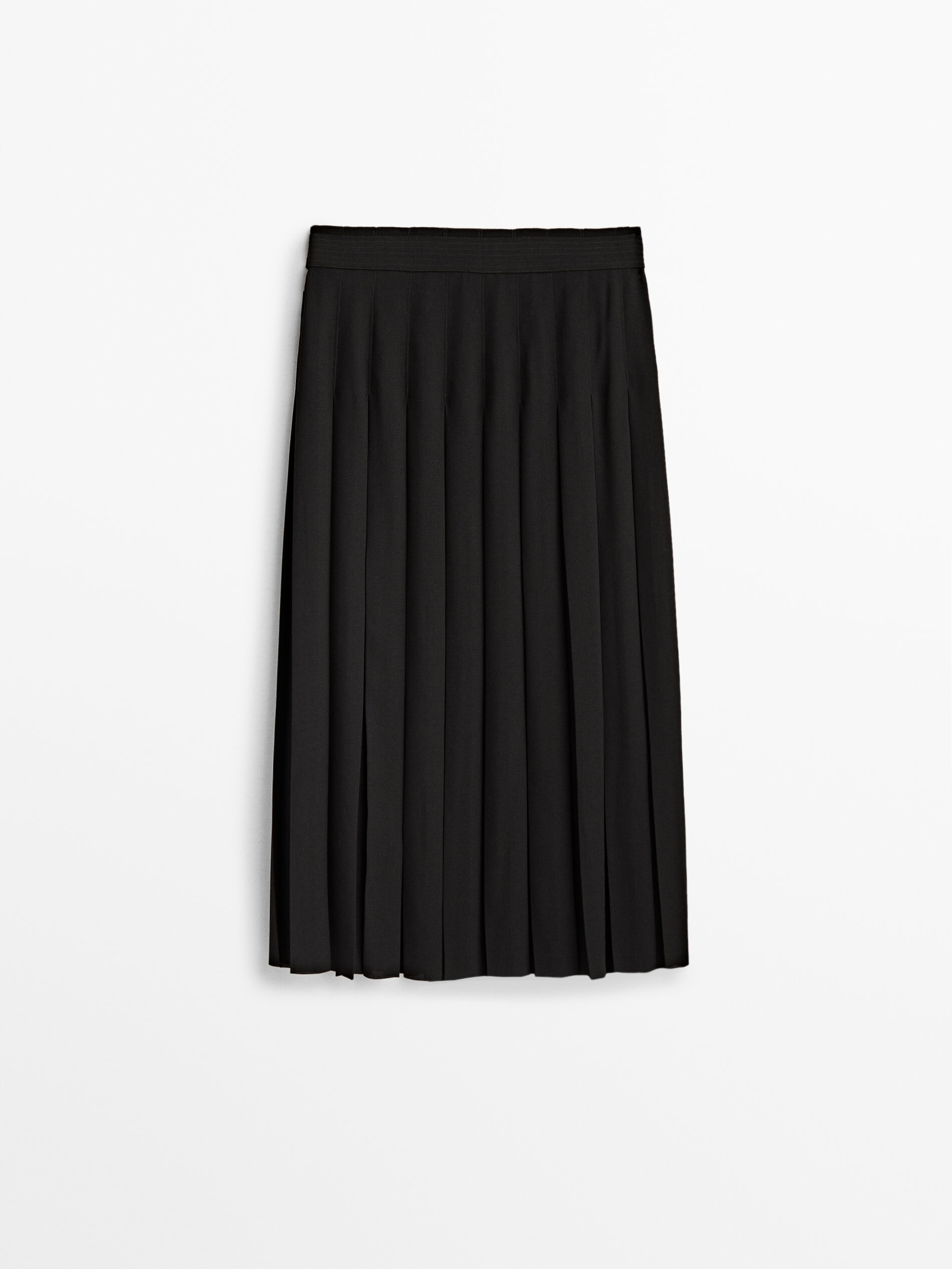 Falda midi tablas negra - NEGRO