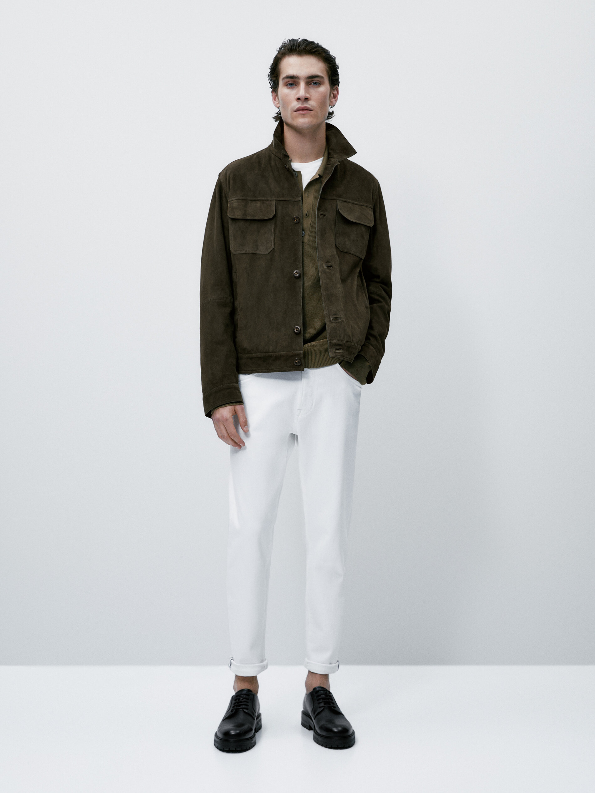 Chaqueta ante bolsillos - KAKI OSCURO