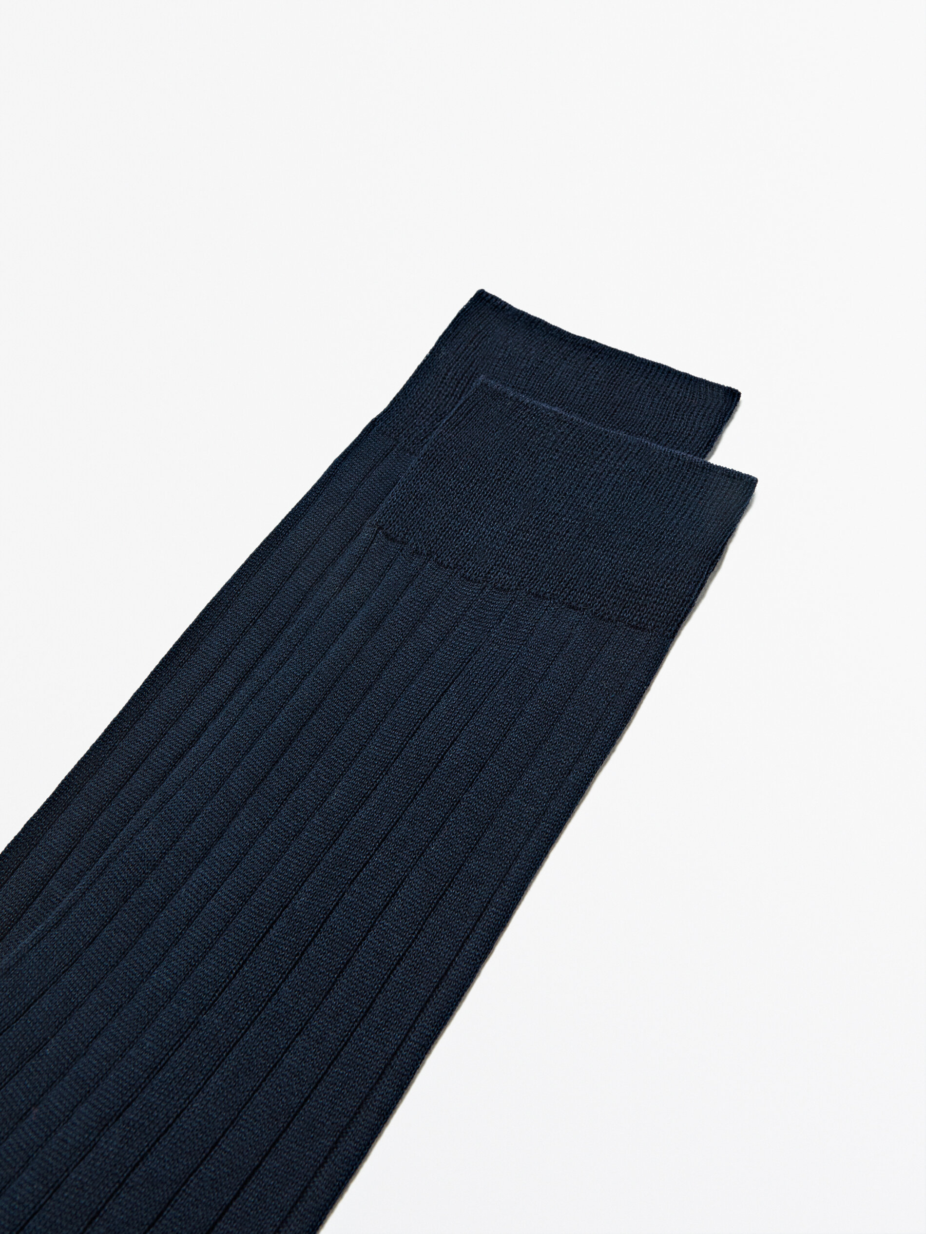 Calcetines largos canalé algodón - AZUL MARINO