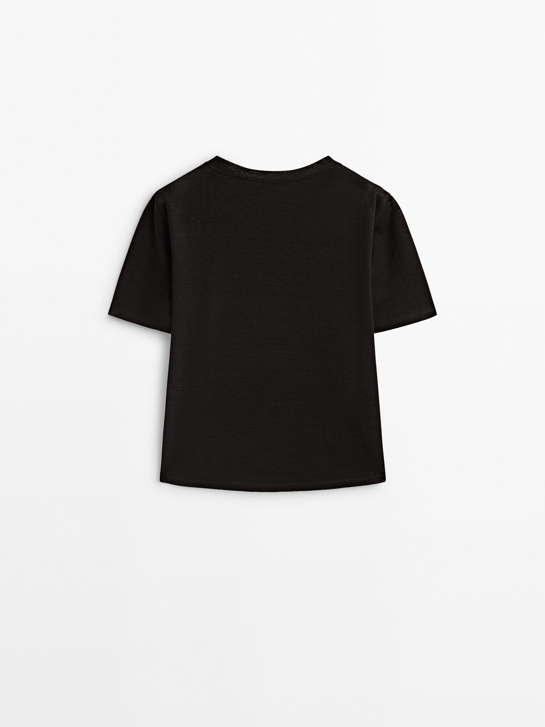 Camiseta manga corta 100% lino - NEGRO