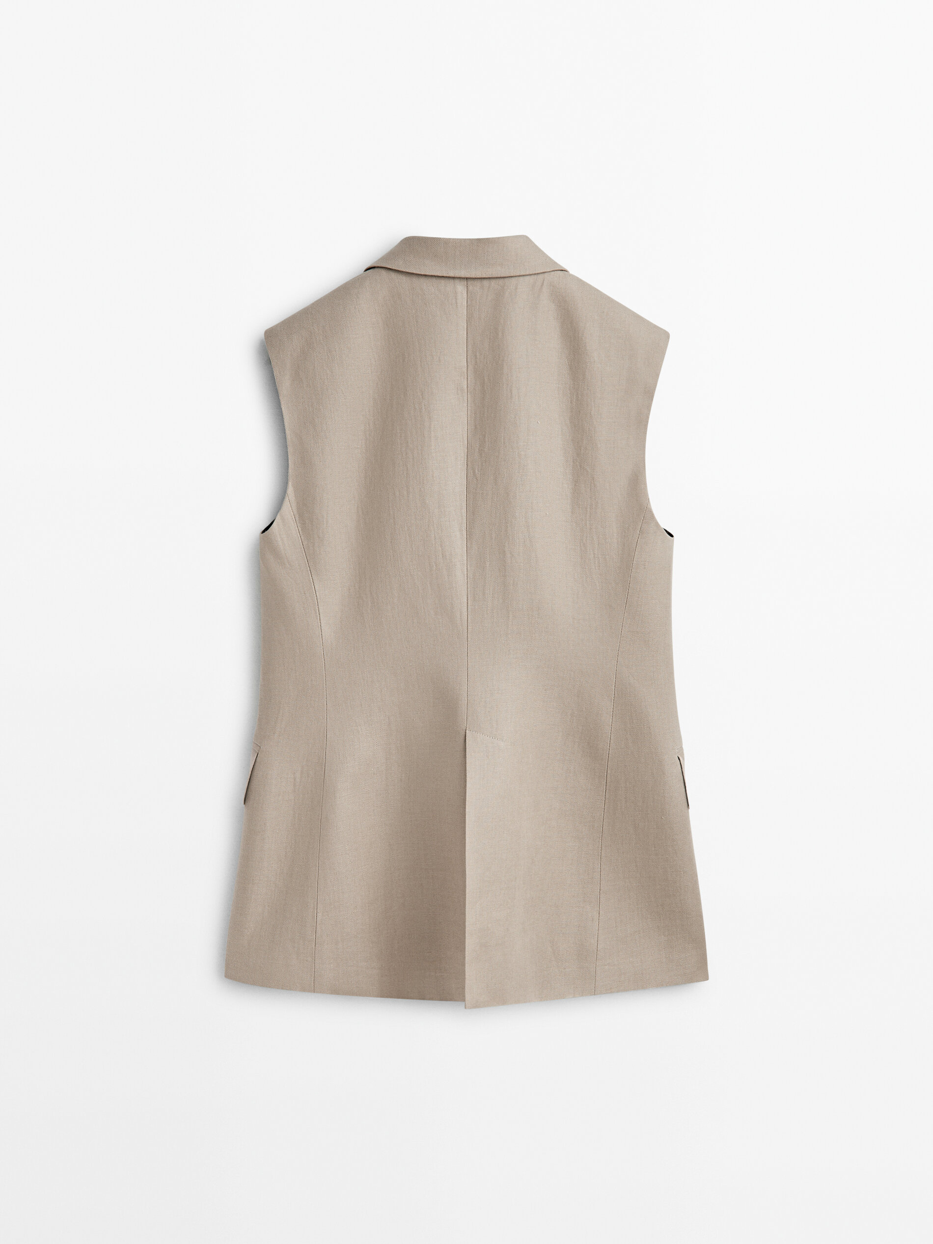 Chaleco largo cruzado 100% lino - VISÓN