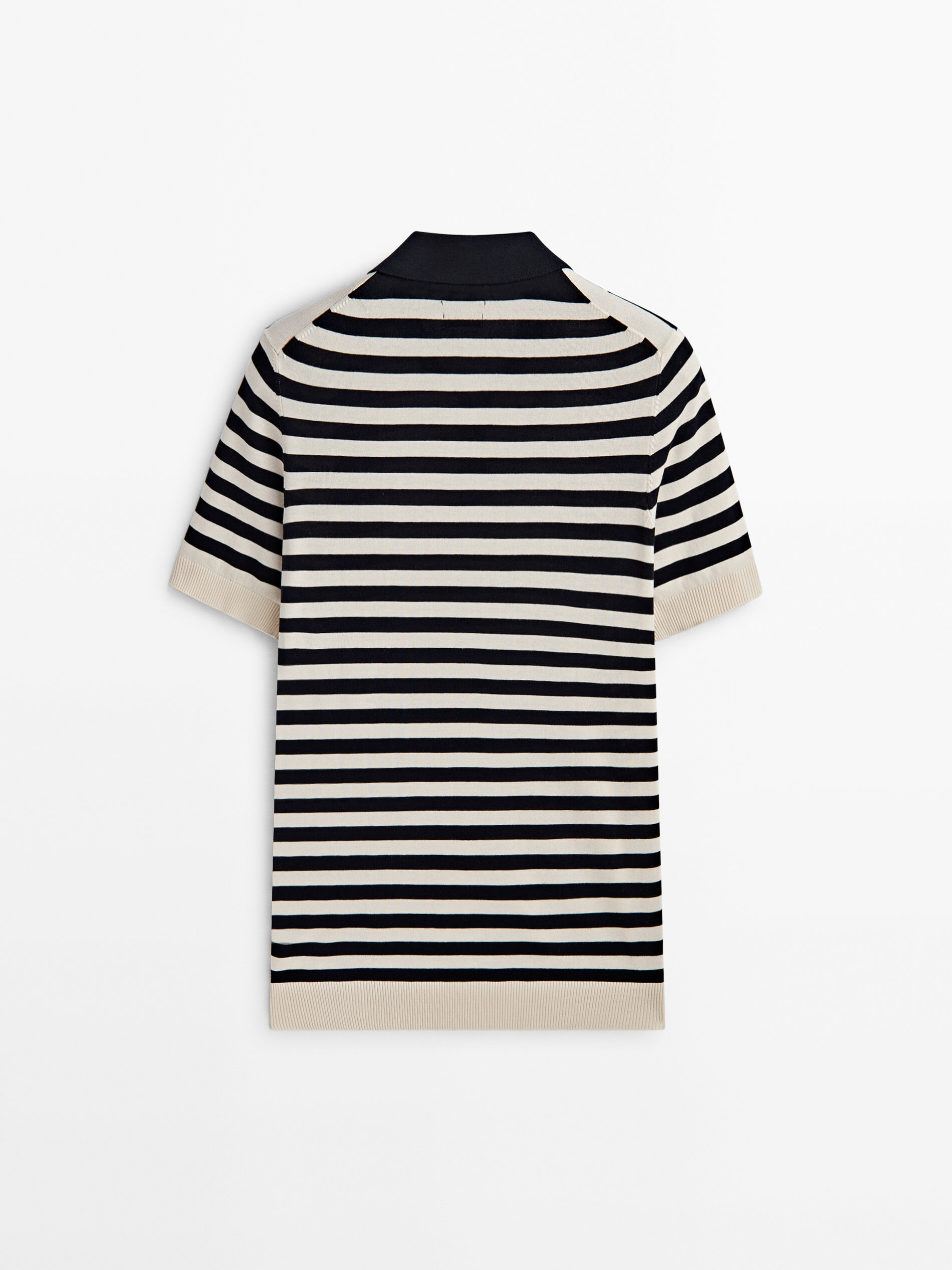 Jersey polo rayas cuello contraste manga corta - AZUL MARINO