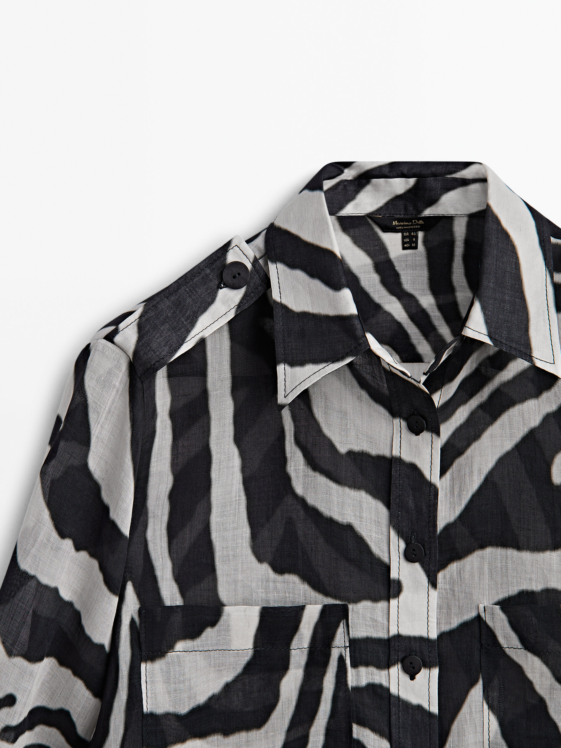 Camisa ramio estampado cebra - NEGRO