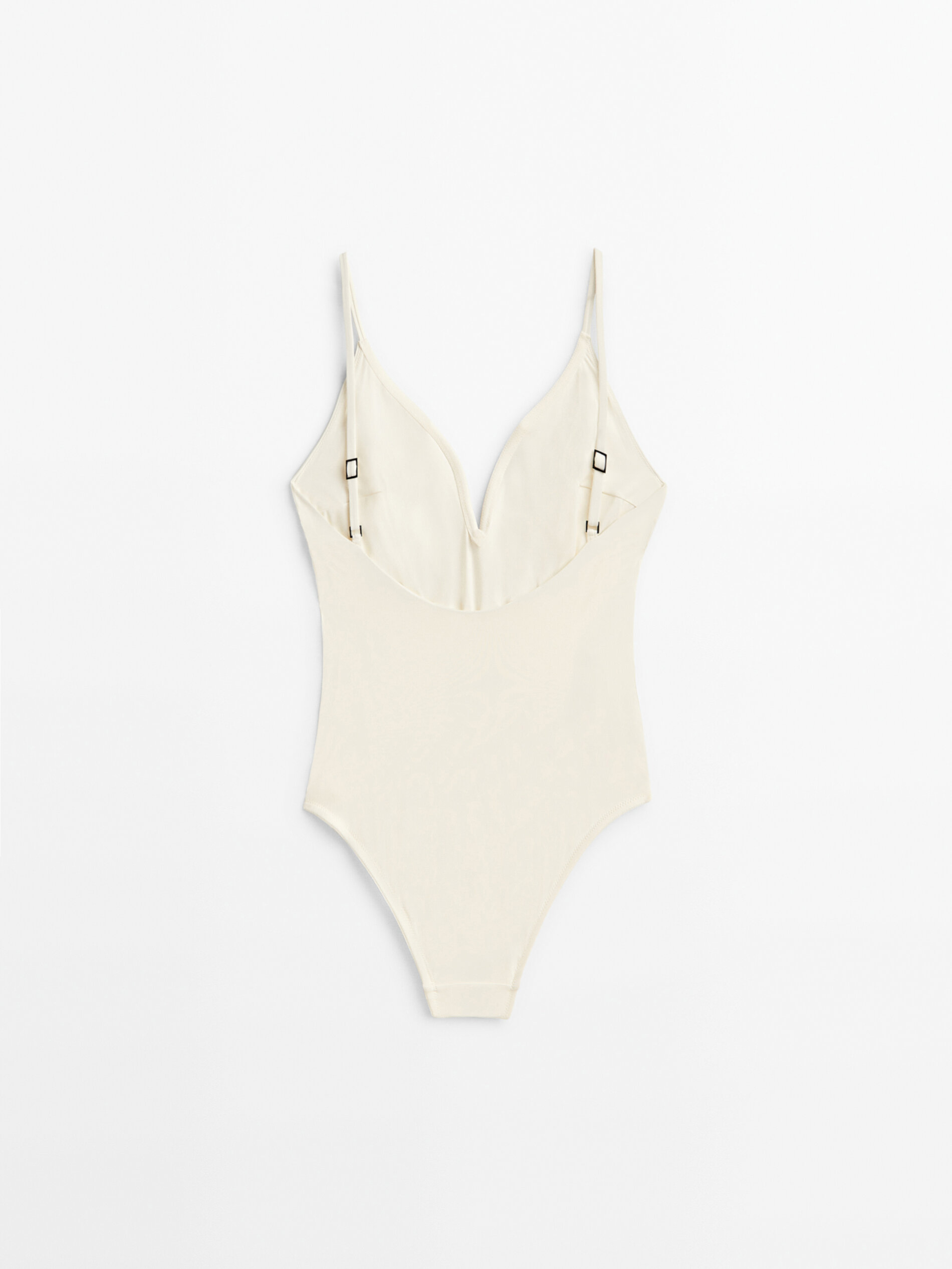 Bañador liso escote V - CRUDO