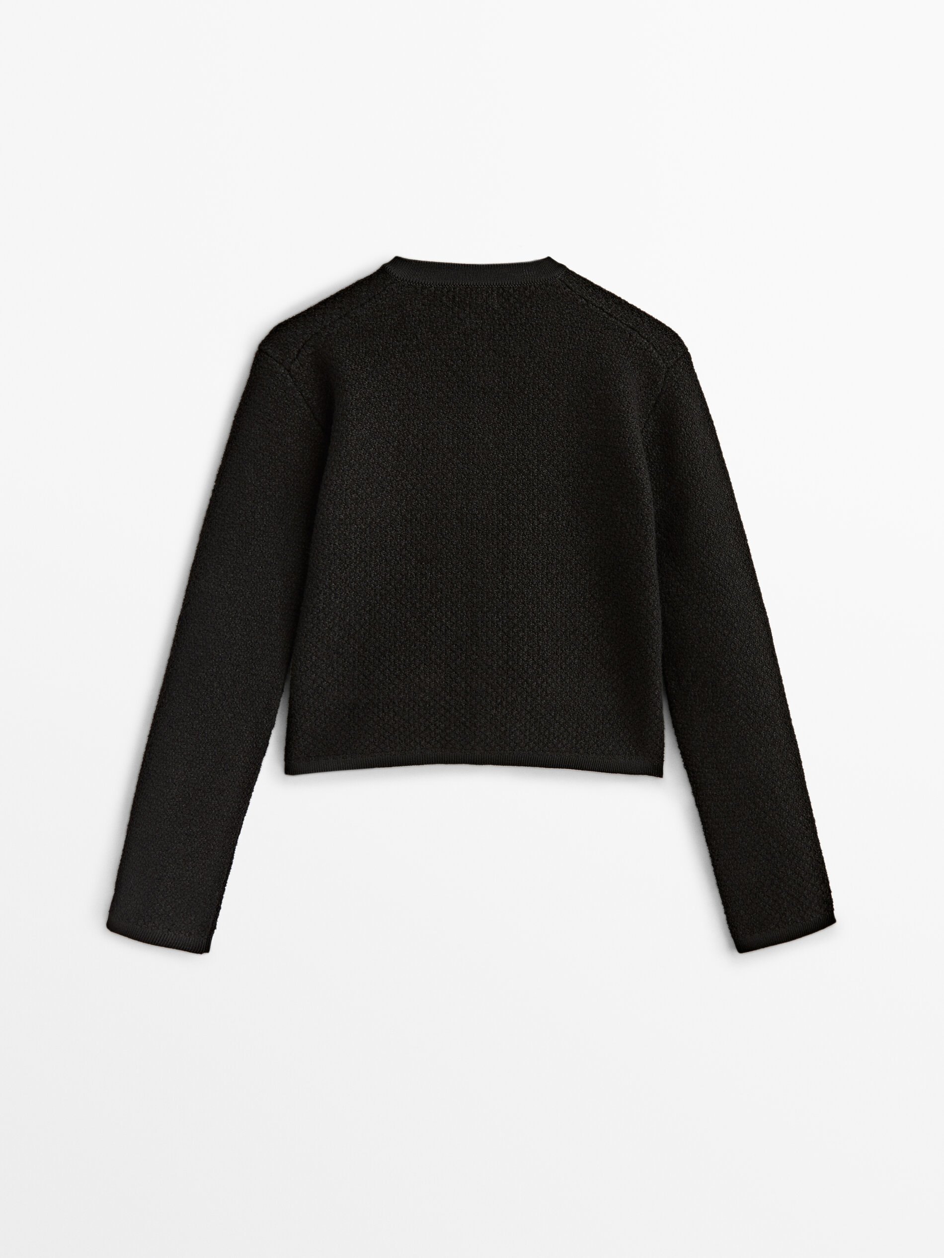 Cárdigan punto bouclé bolsillos - NEGRO