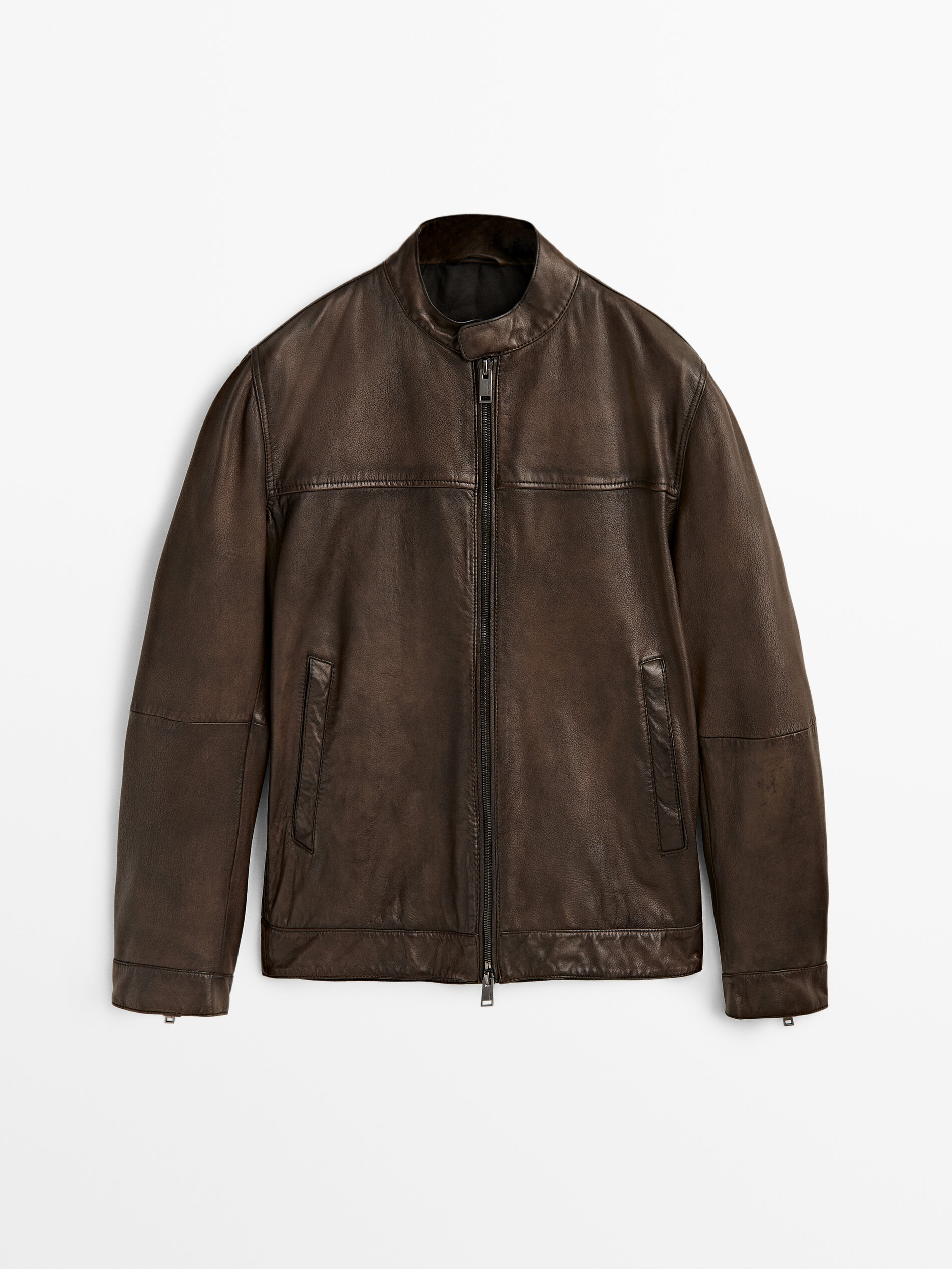 Chaqueta piel napa marrón - MARRÓN