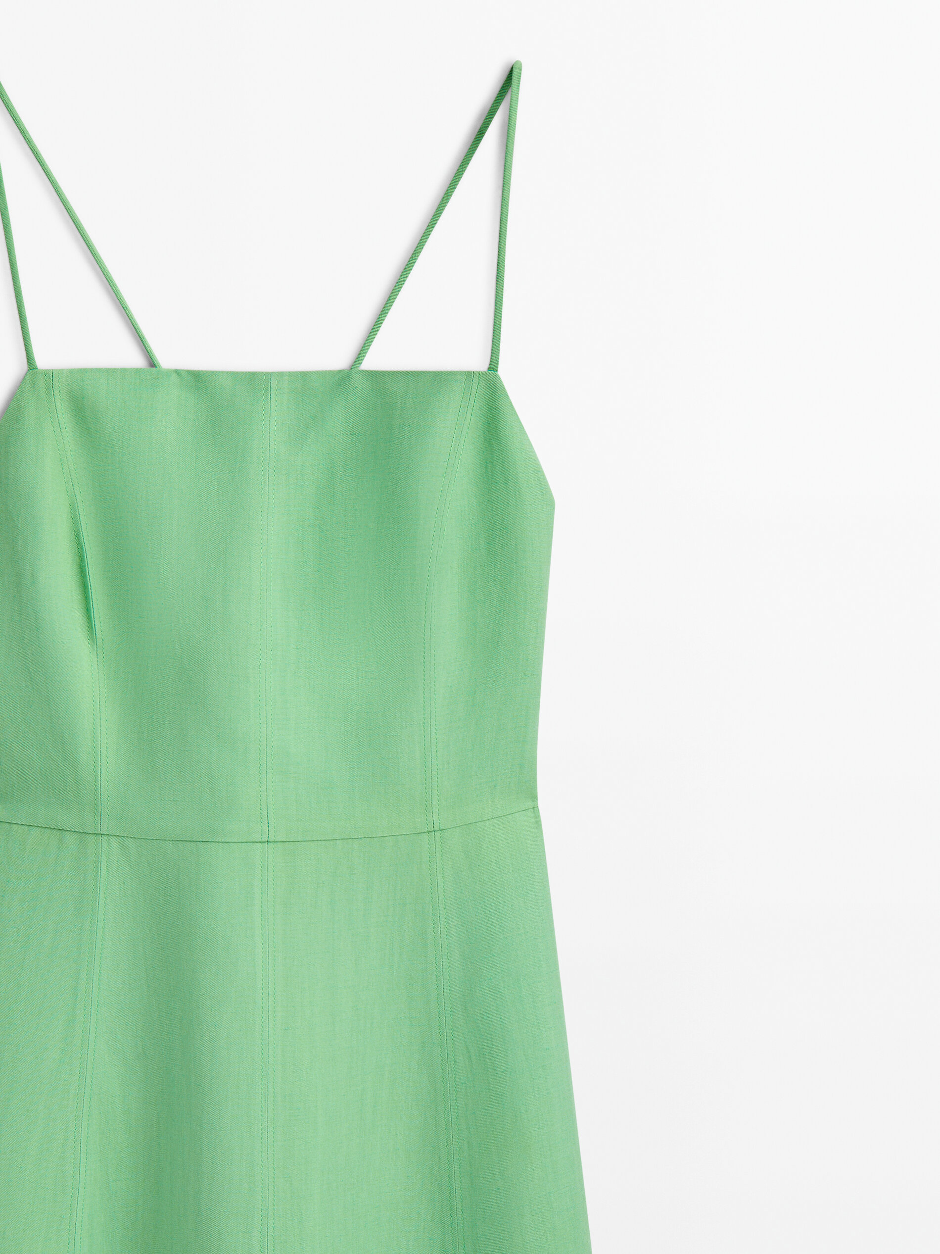 Vestido midi tirantes detalle costuras - VERDE
