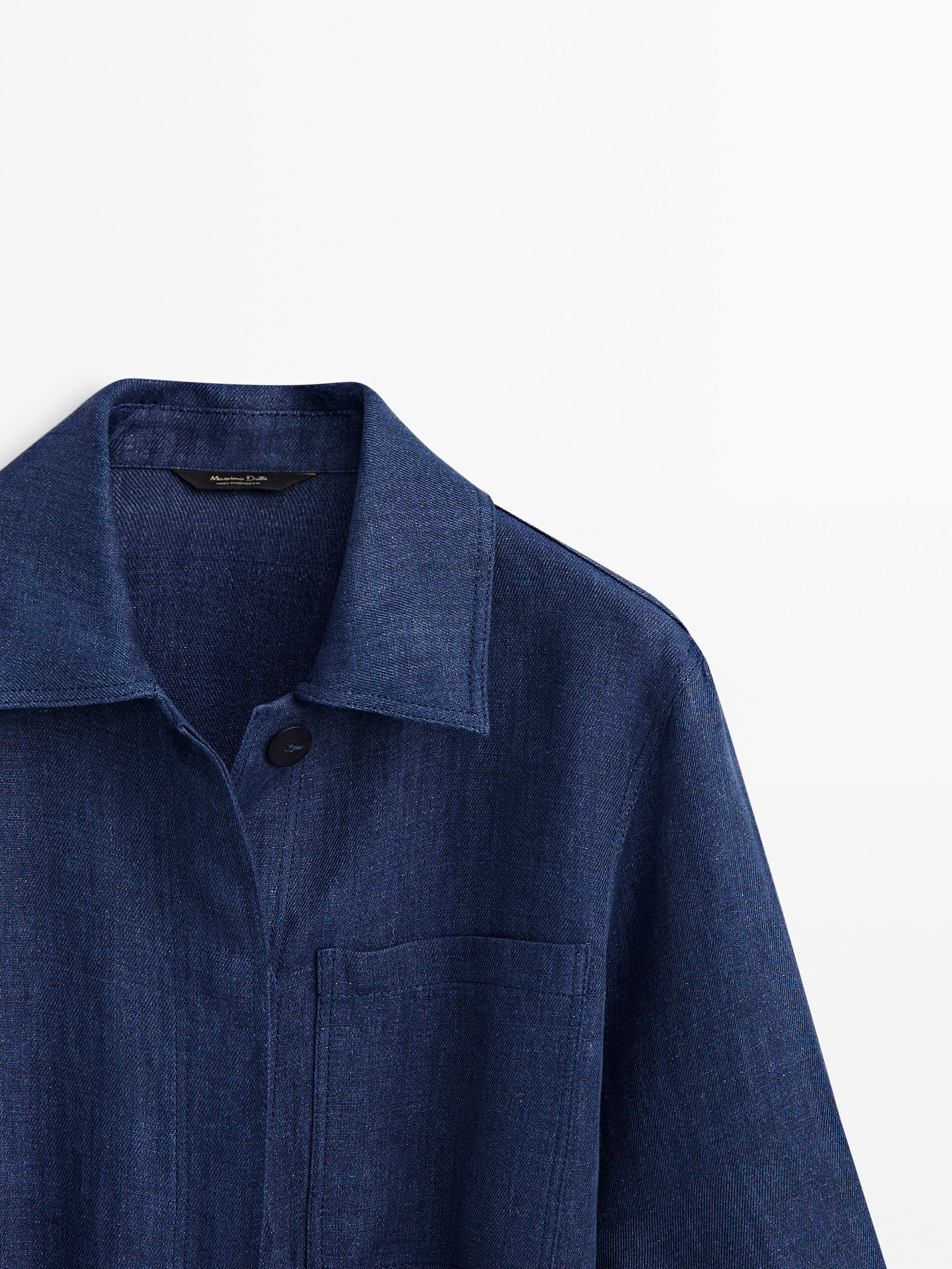 Sobrecamisa conjunto lino efecto denim - AZUL MARINO