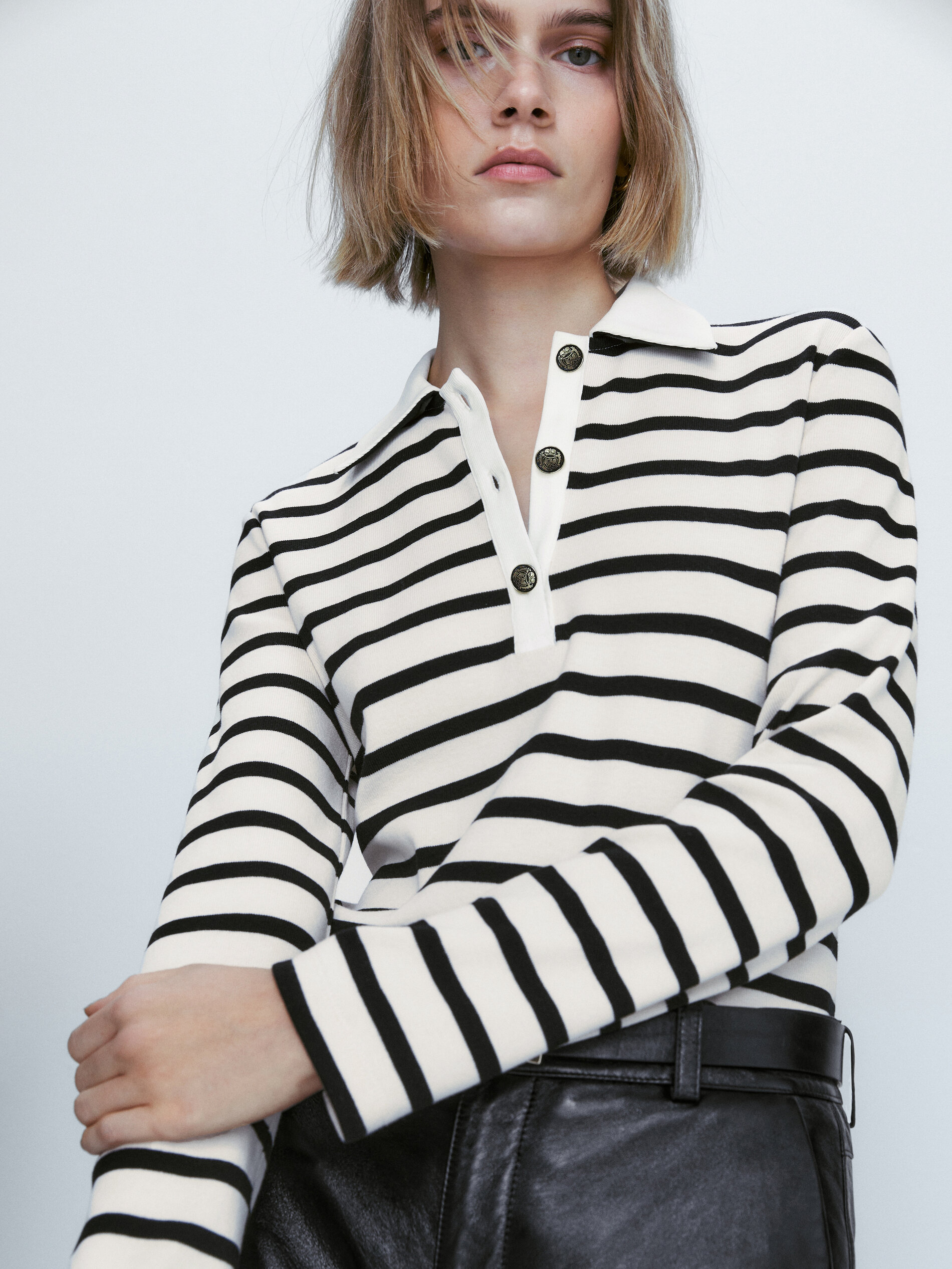 Polo rayas algodón - CRUDO