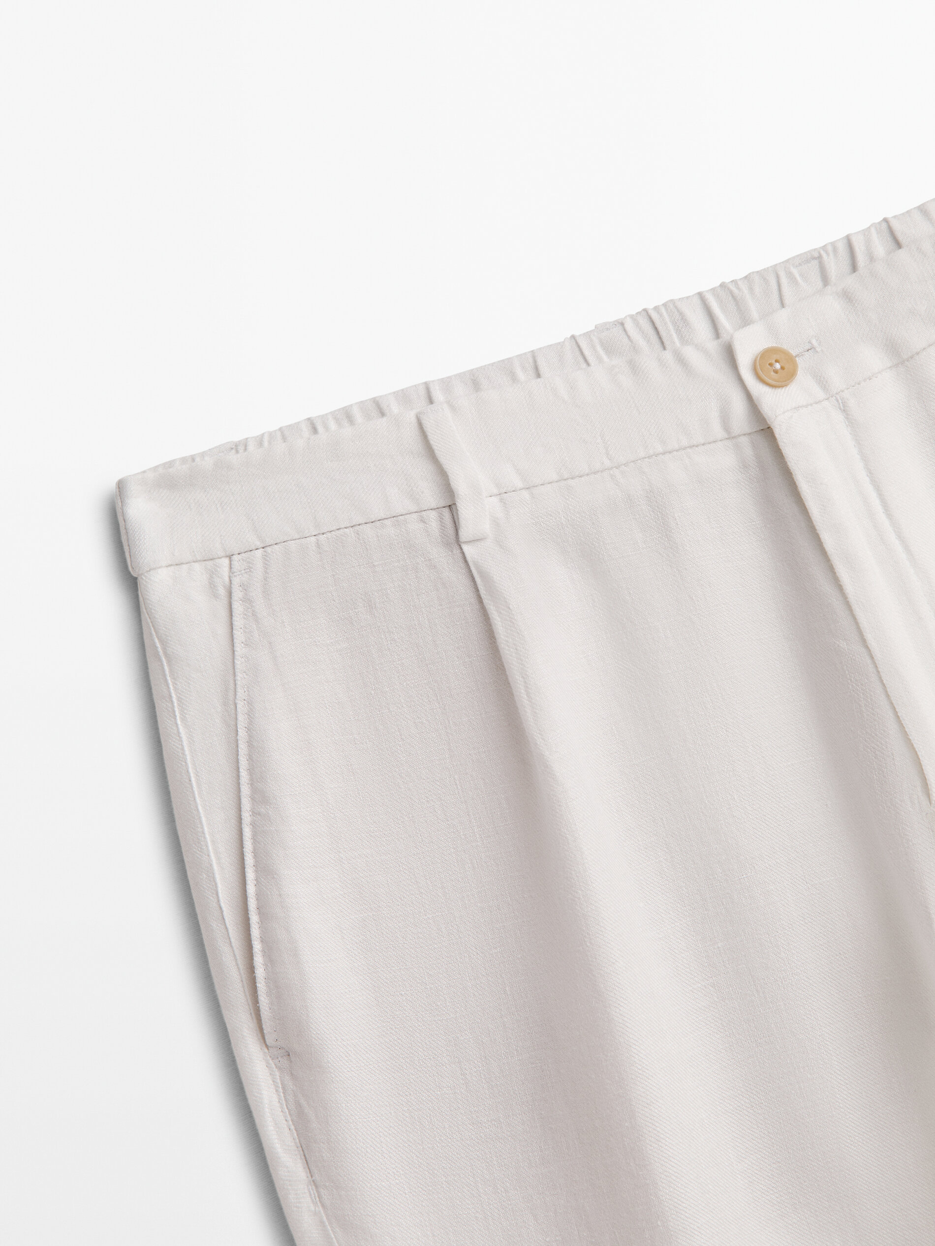 Pantalón 100% lino pinzas - BLANCO