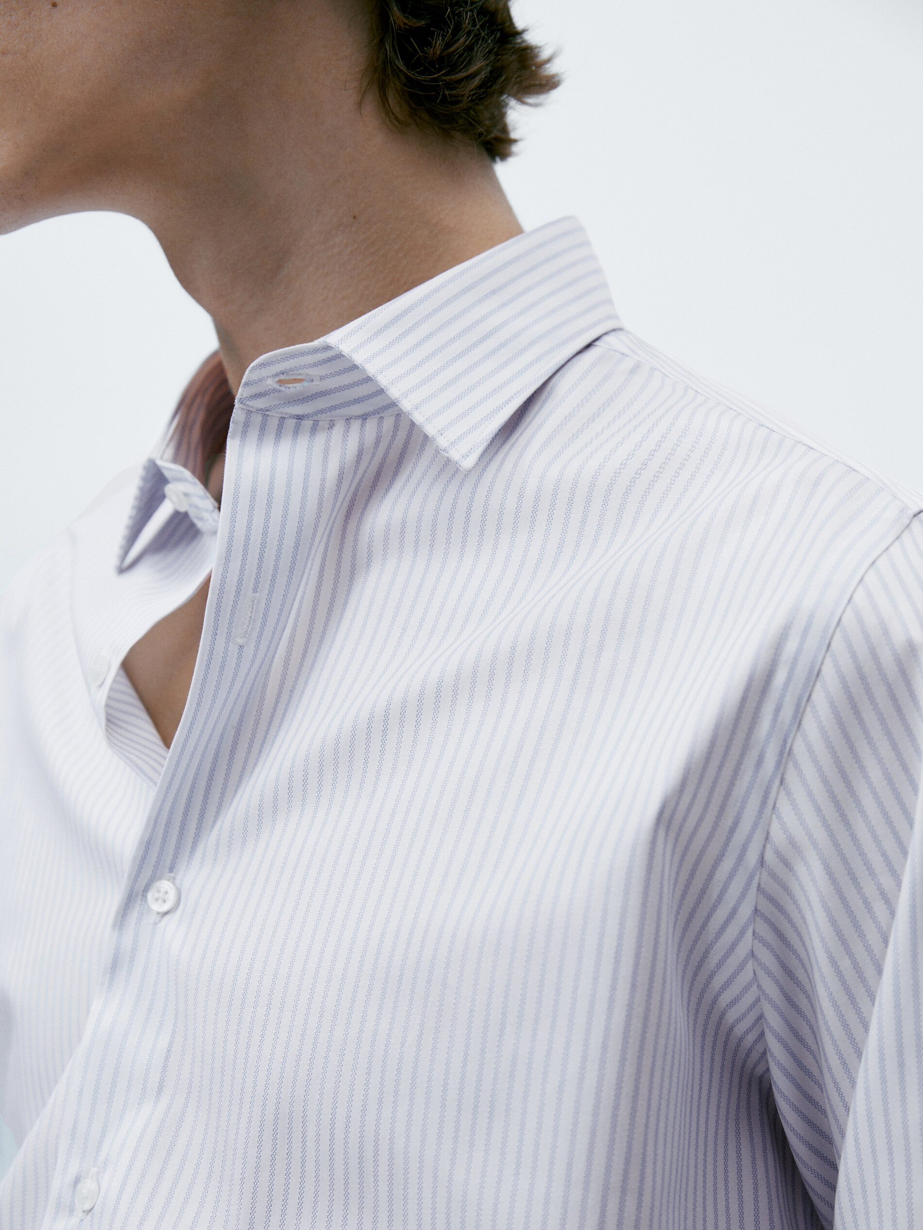 Camisa rayas easy iron slim fit - CELESTE