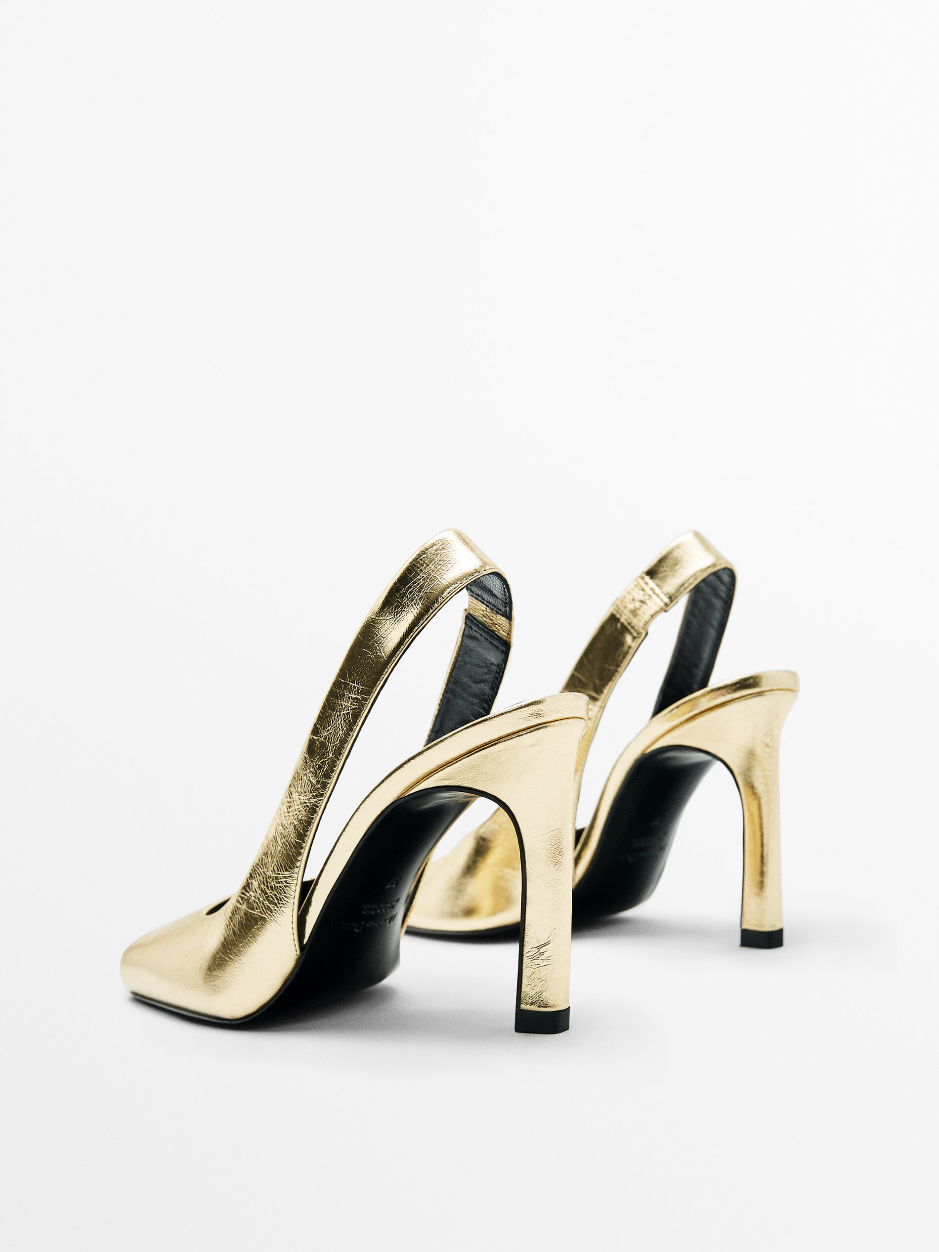 Zapato tacón piel destalonado metalizado - DORADO