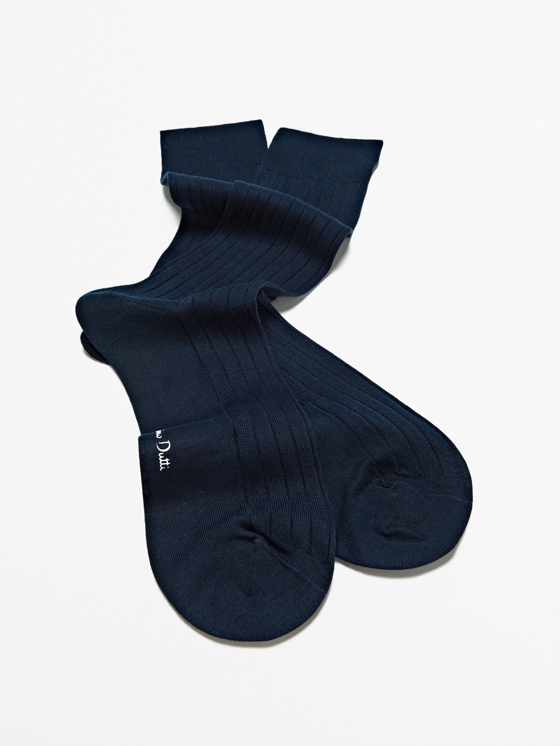 Calcetines largos canalé algodón - AZUL MARINO